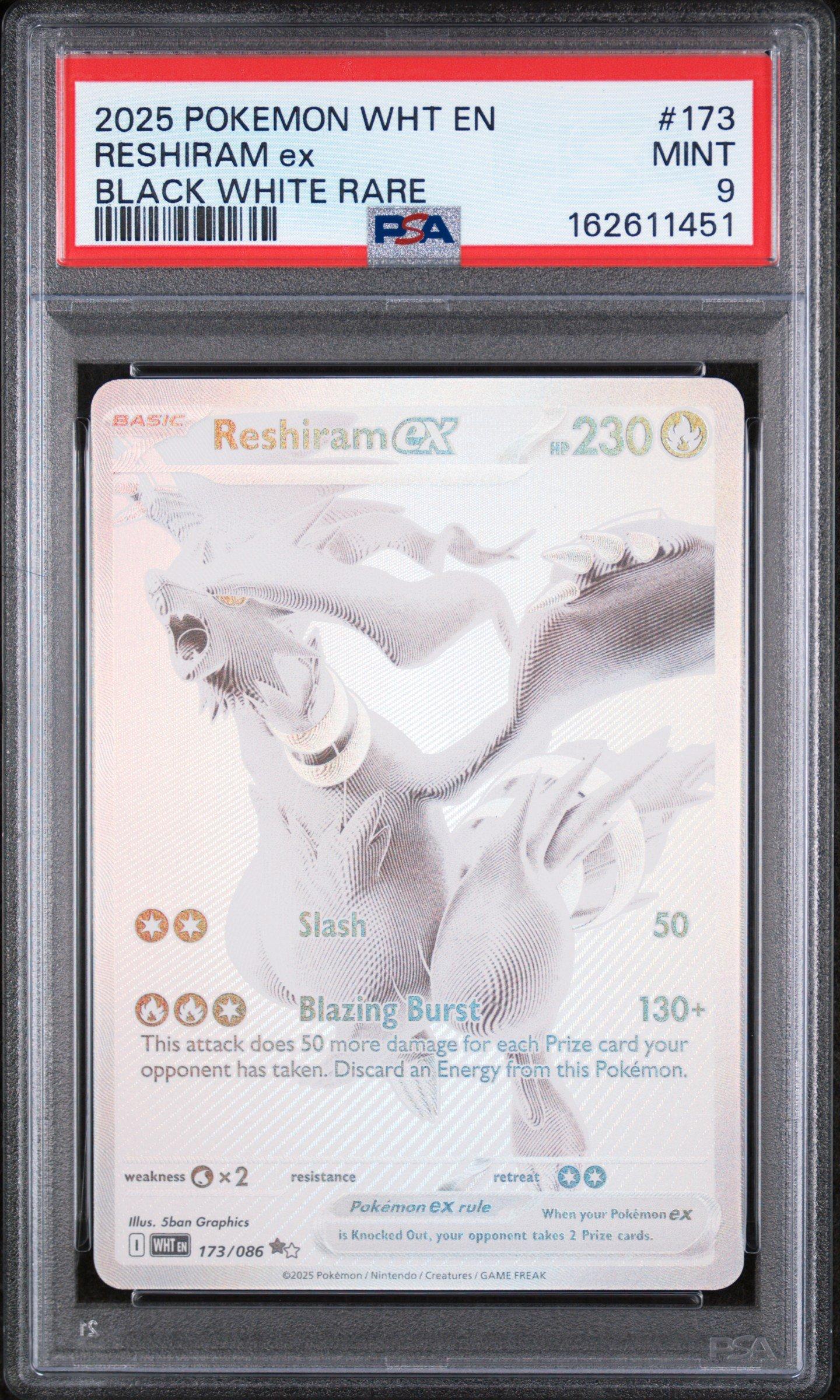 2025 Pokemon Wht En-white Flare 173 Reshiram Ex Black White Rare