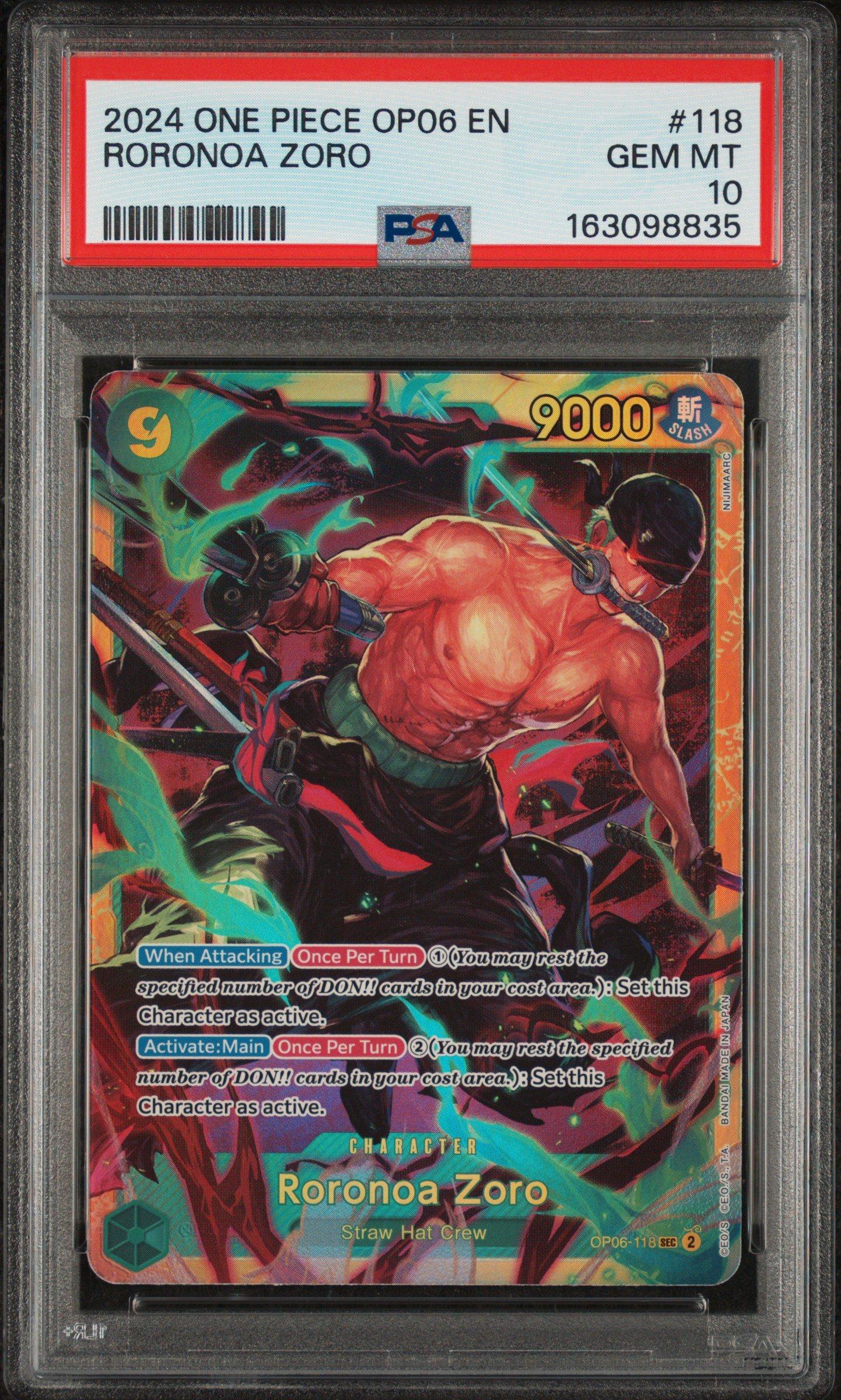 2024 One Piece Op06-wings Of The Captain 118 Roronoa Zoro PSA 10