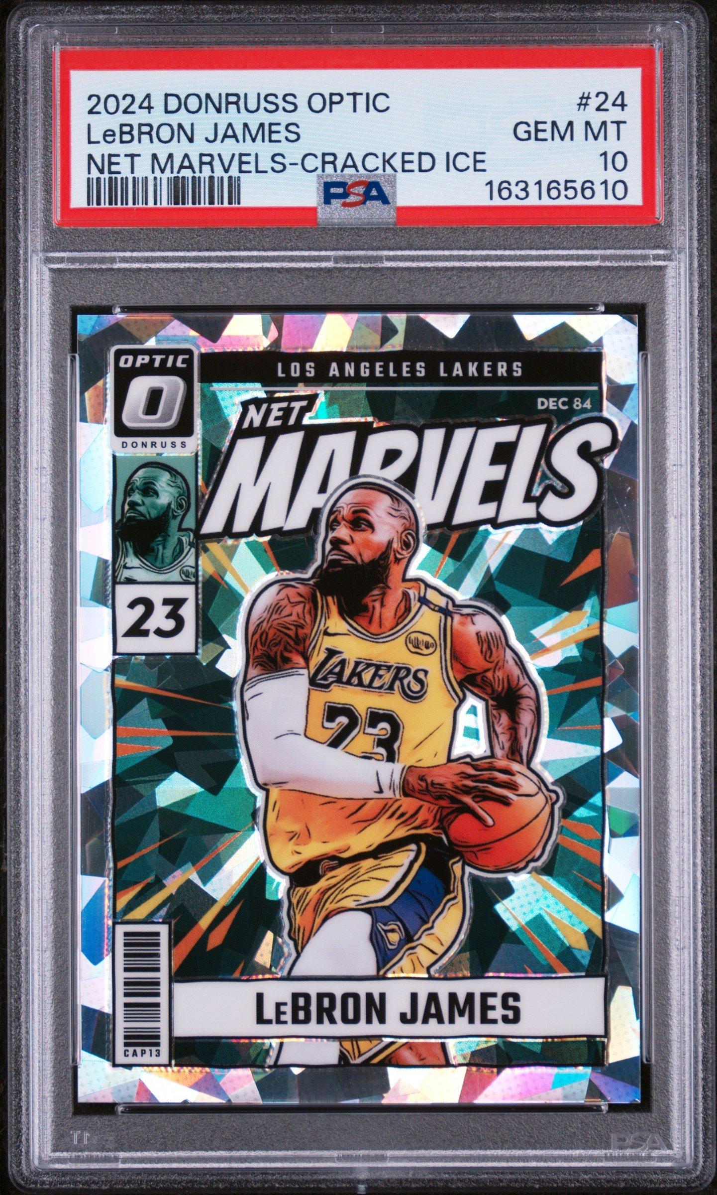 2024 Panini Donruss Optic Net Marvels 24 Lebron James Cracked Ice PSA 10