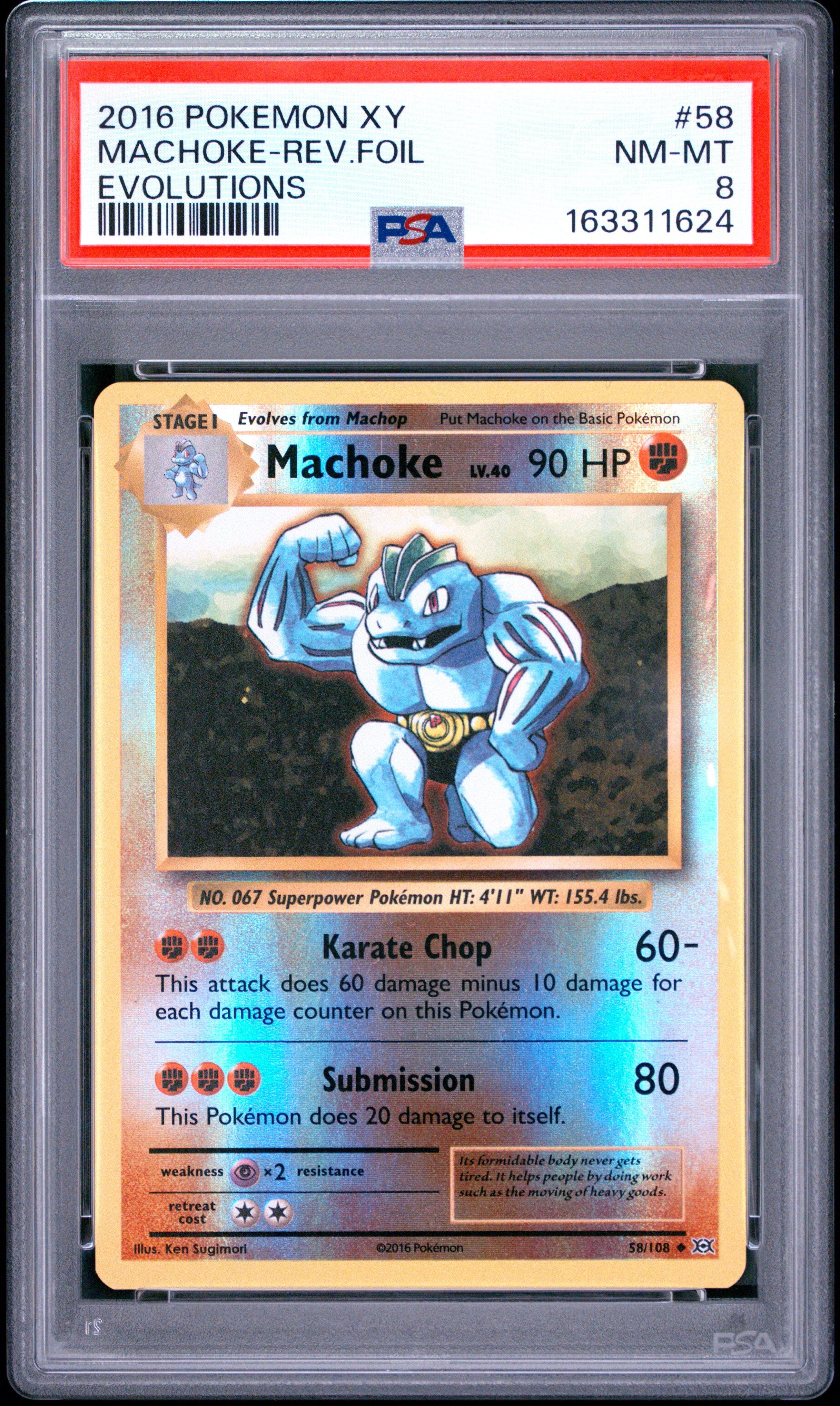 ポケモン 58 2016 Pokemon Xy Evolutions 58 Machoke-reverse Foil PSA 8 Graded