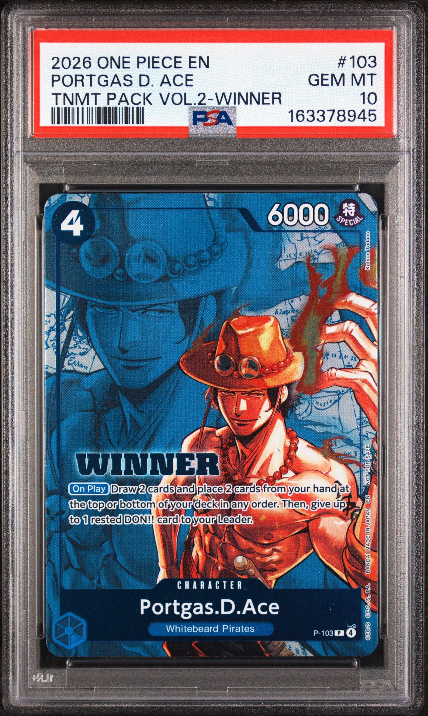 2026 One Piece Tournament Pack Vol.2 103 Portgas D. Ace Winner PSA