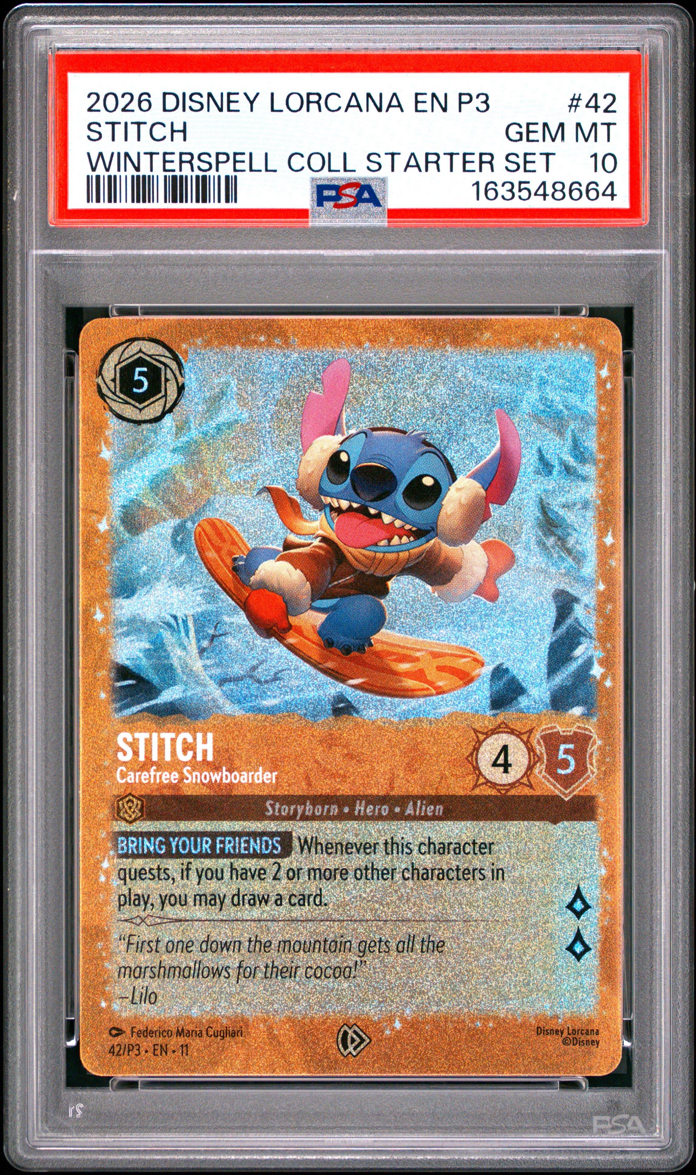 2026 Disney Lorcana En P3-promo 42 Stitch - Carefree Snowboarder