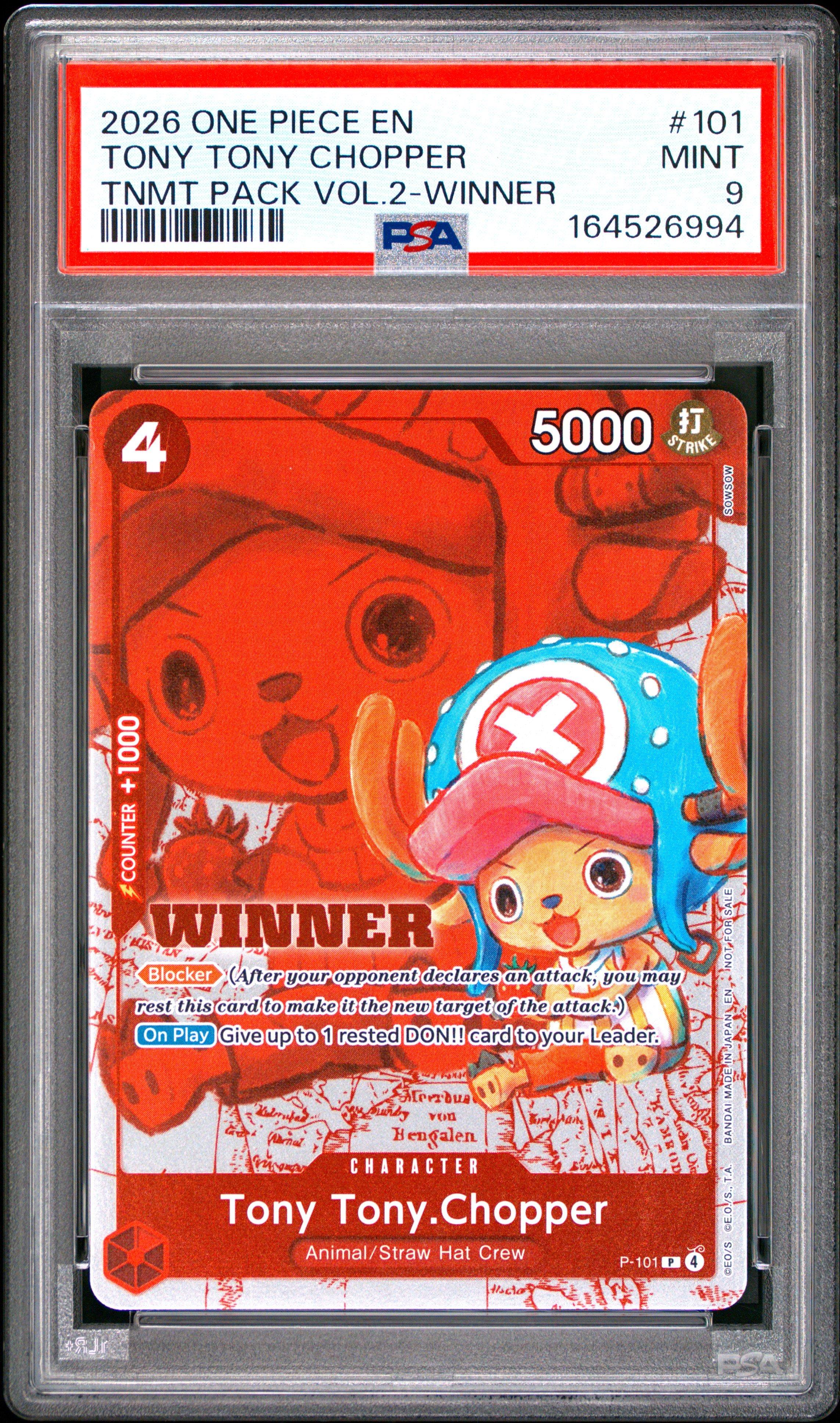 2026 One Piece Tournament Pack Vol.2 101 Tony Tony Chopper Winner
