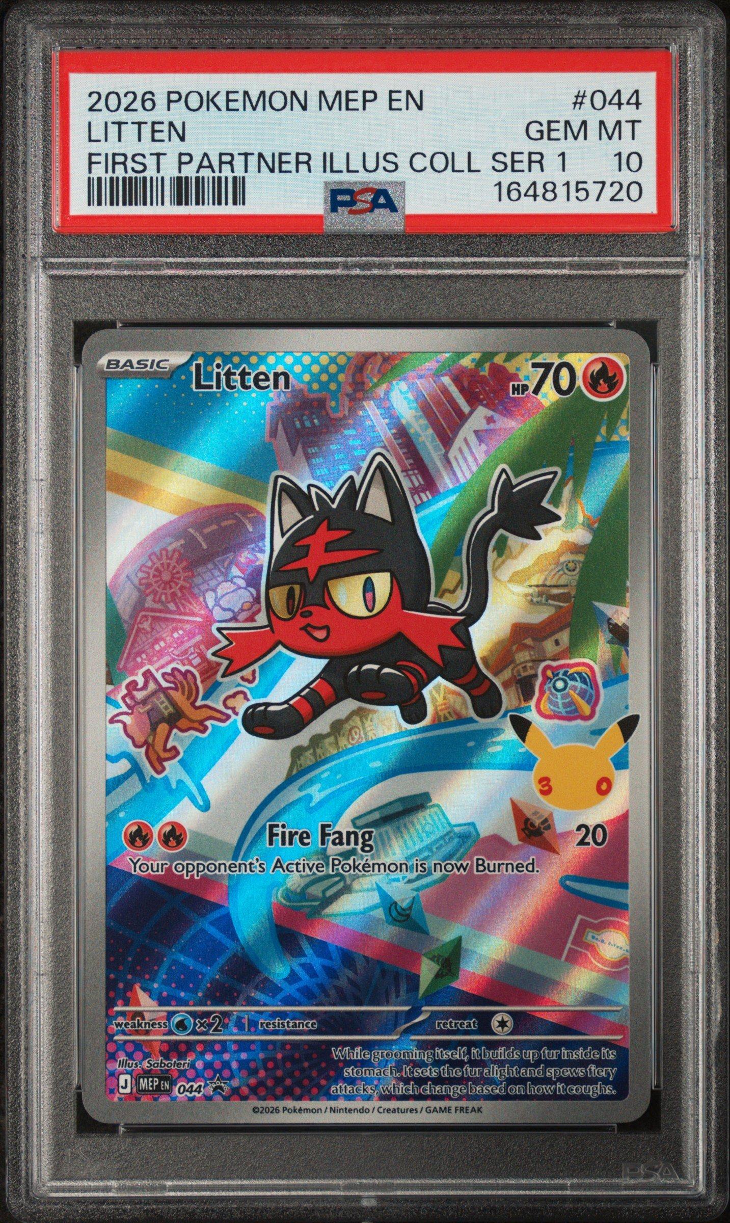 Litten 044 PSA 10 Pokemon graded card