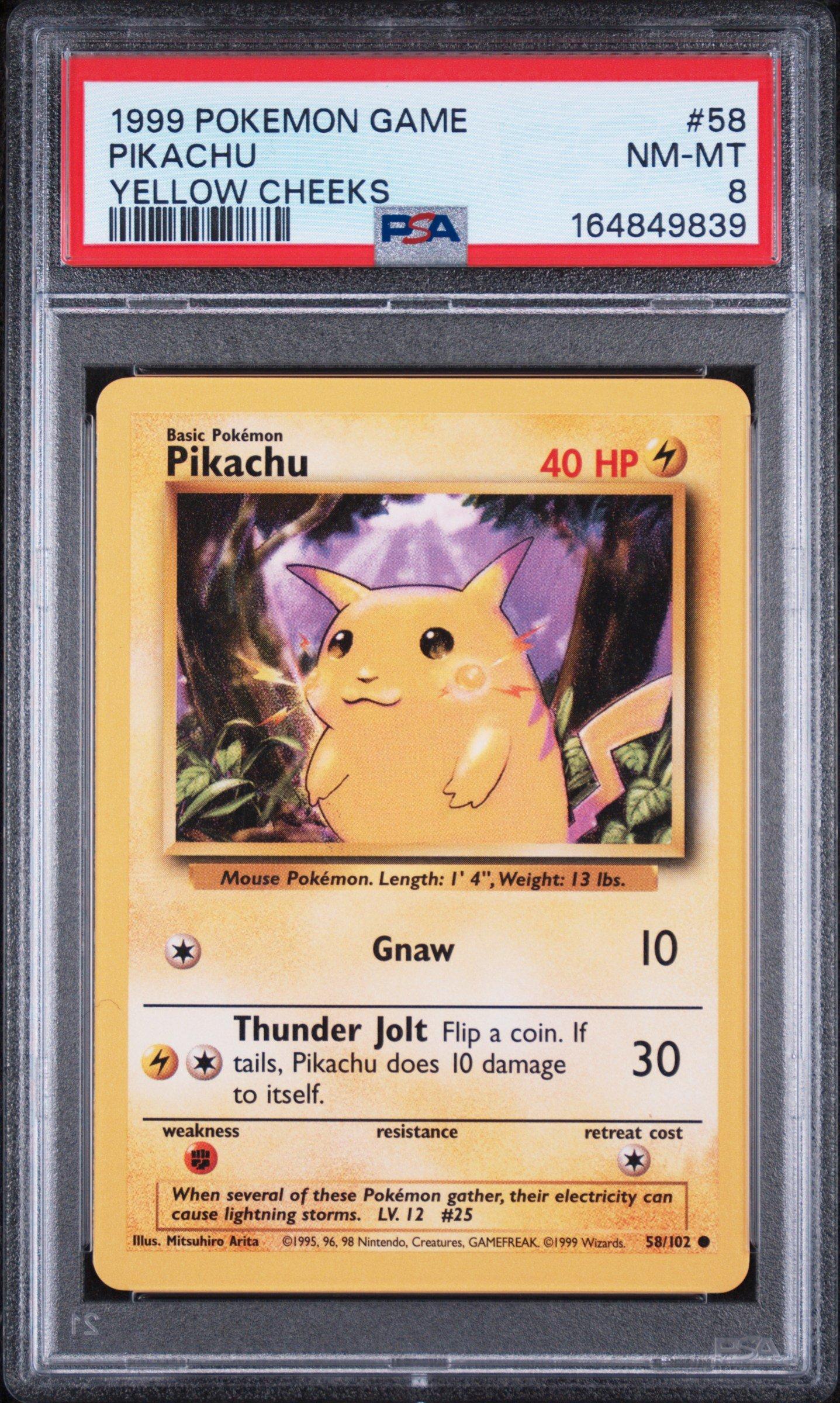 【★PSA8】ピカチュウ Yellow Cheeks 1999 1999 Pokemon Game 58 Pikachu Yellow Cheeks PSA 8 Graded Card