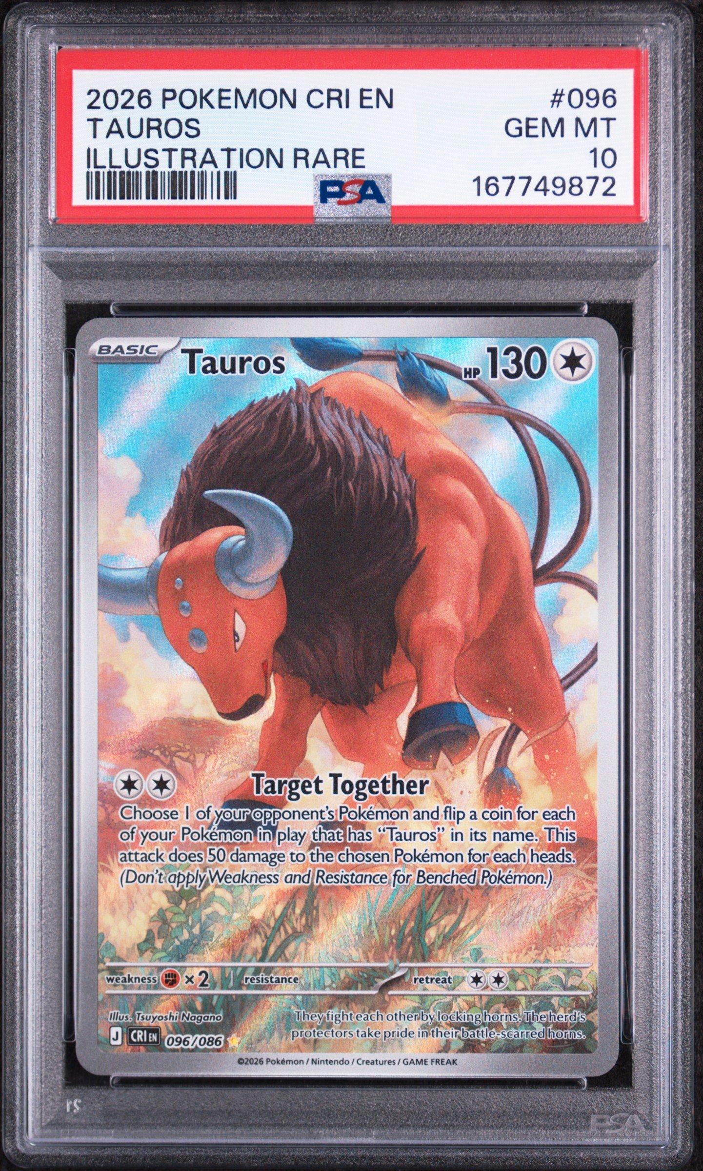 Tauros 096 PSA 10 Pokemon graded card
