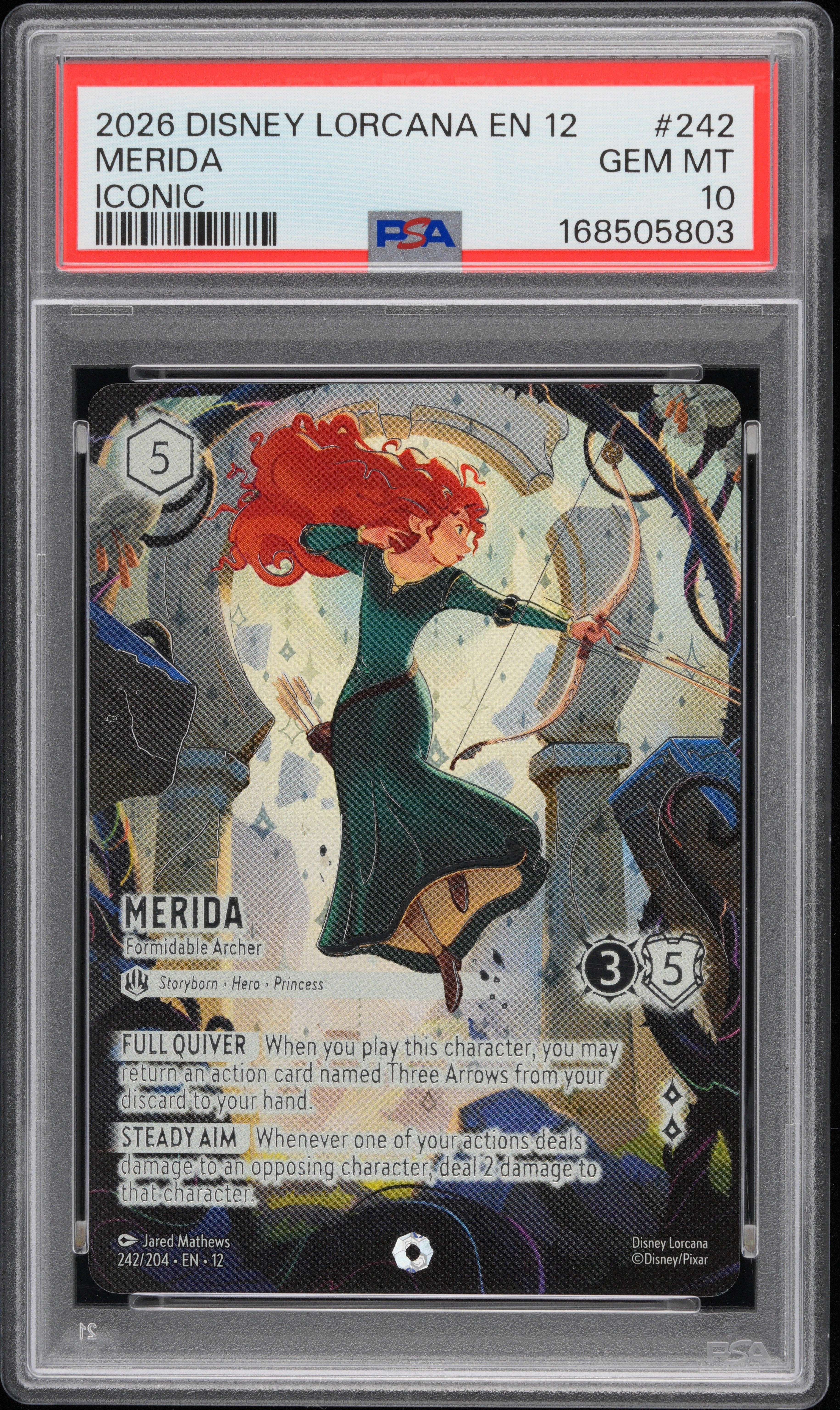 ロルカナ メリダ アイコニック psa10 2026 Disney Lorcana En 12-wilds Unknown 242 Merida - Formidable