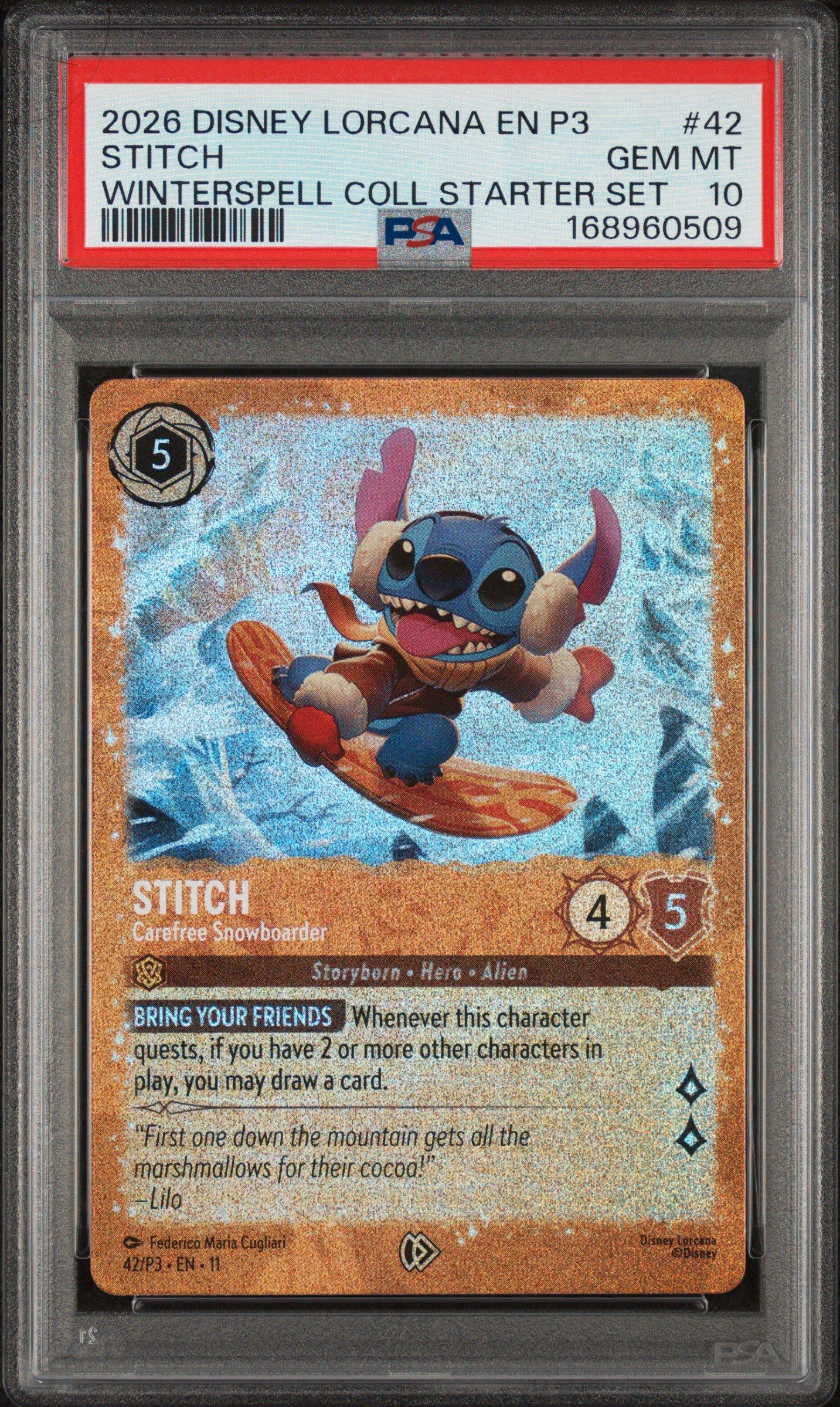 2026 Disney Lorcana En P3-promo 42 Stitch - Carefree Snowboarder