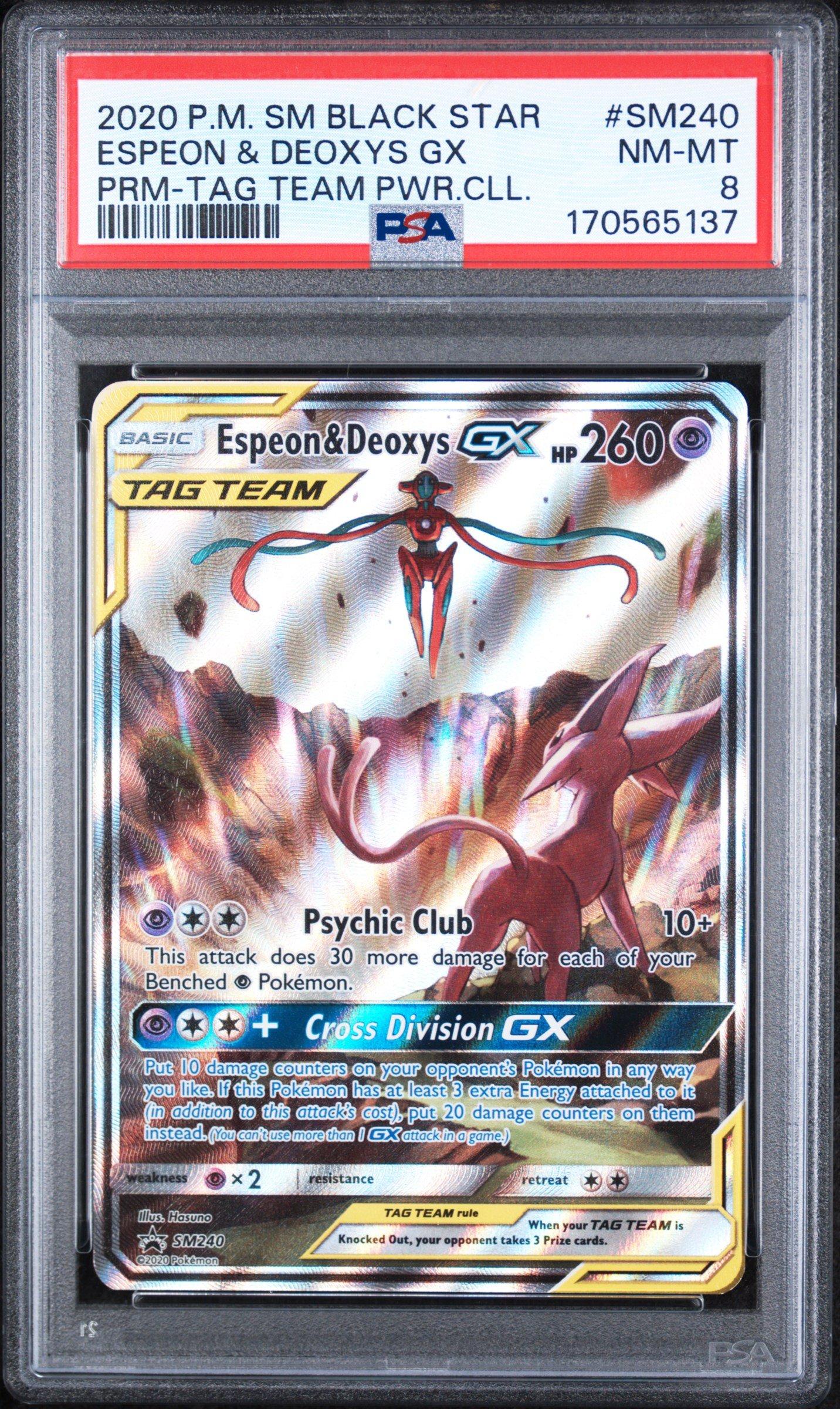 2020 Pokemon Sm Black Star Promo Sm240 Espeon & Deoxys Gx Tag Team ...