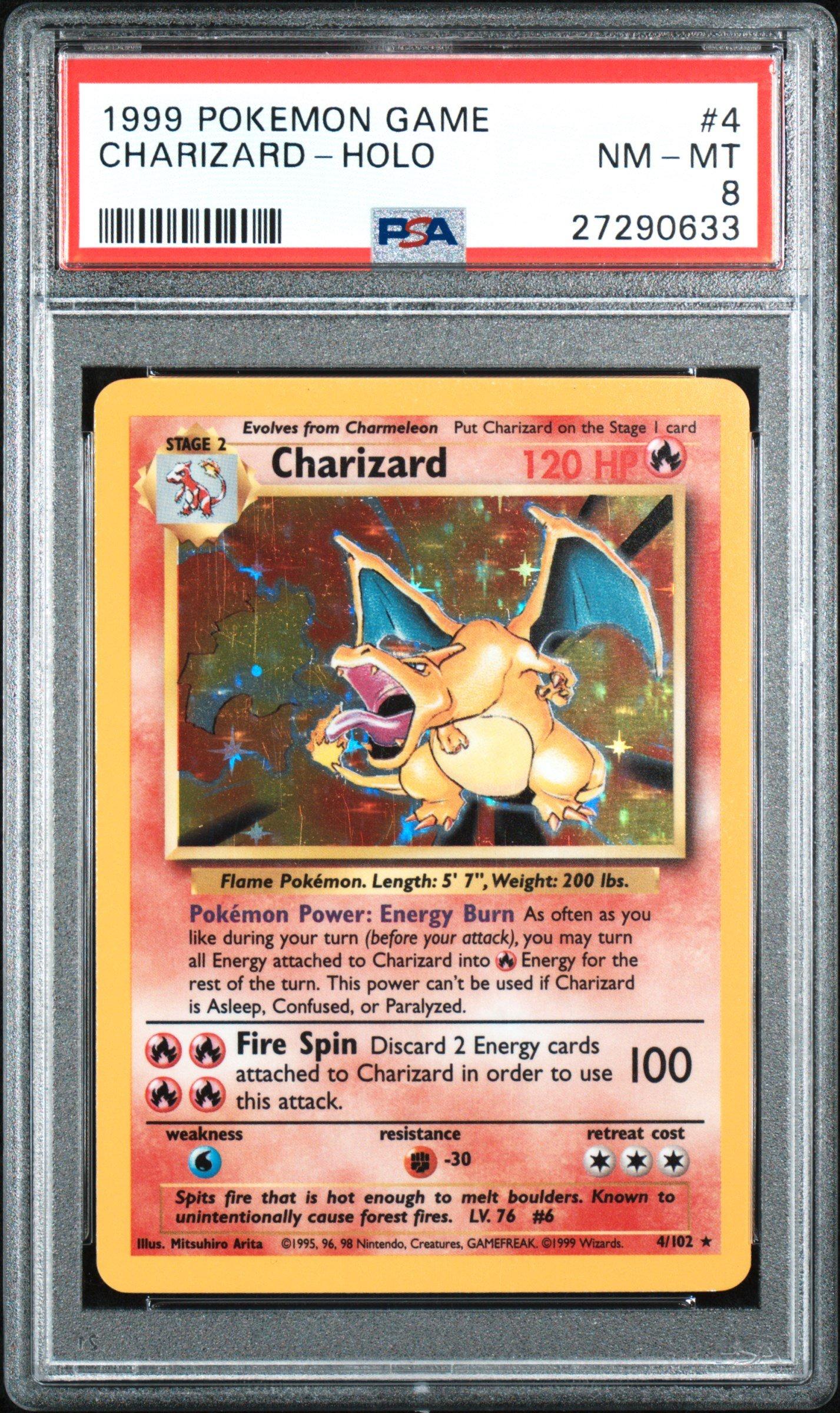 1999 Pokemon Game 4 Charizard Psa 8 