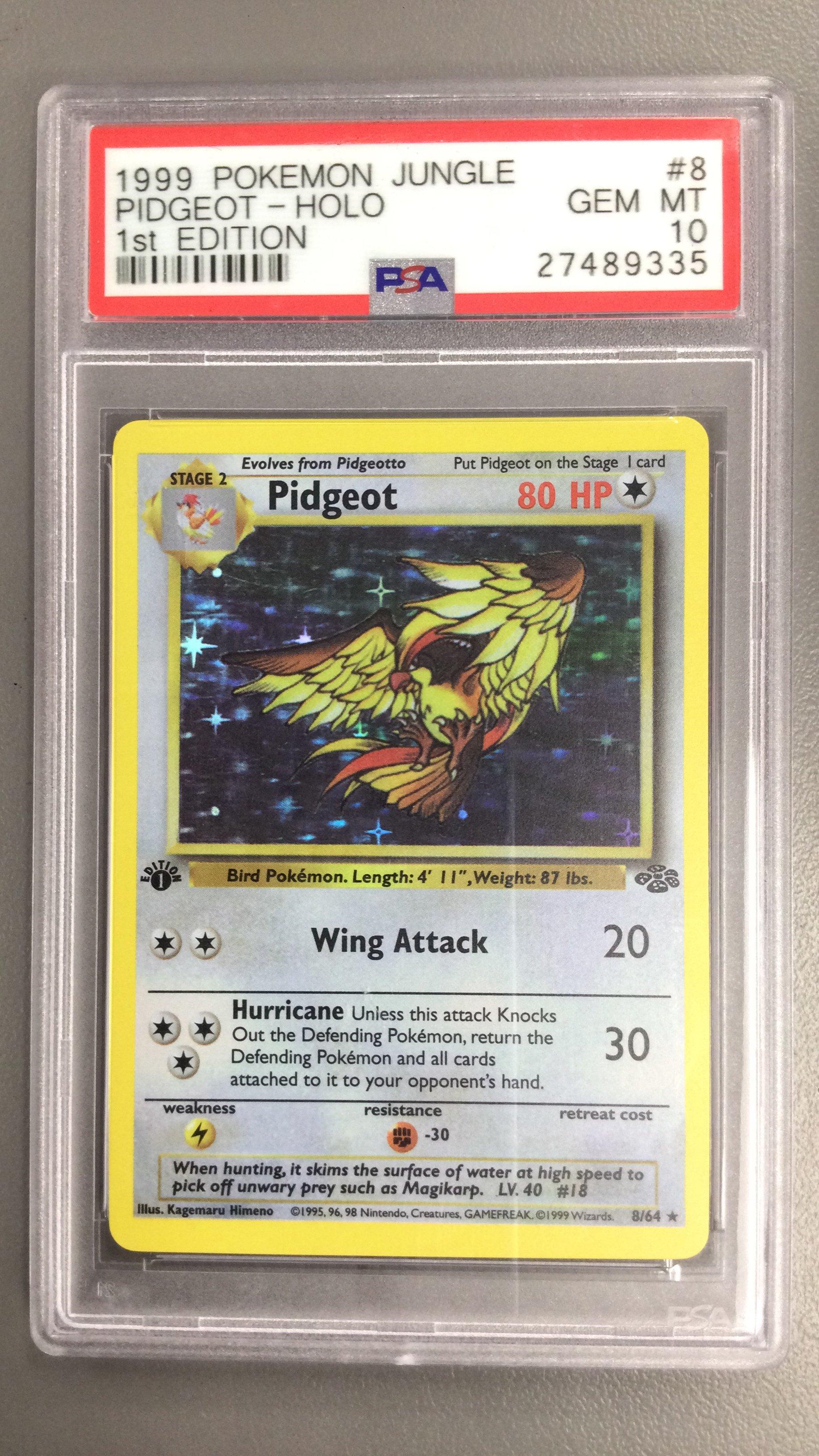 1999 Pokemon Jungle 8 Pidgeot-holo 1st Edition PSA 10 Graded Card