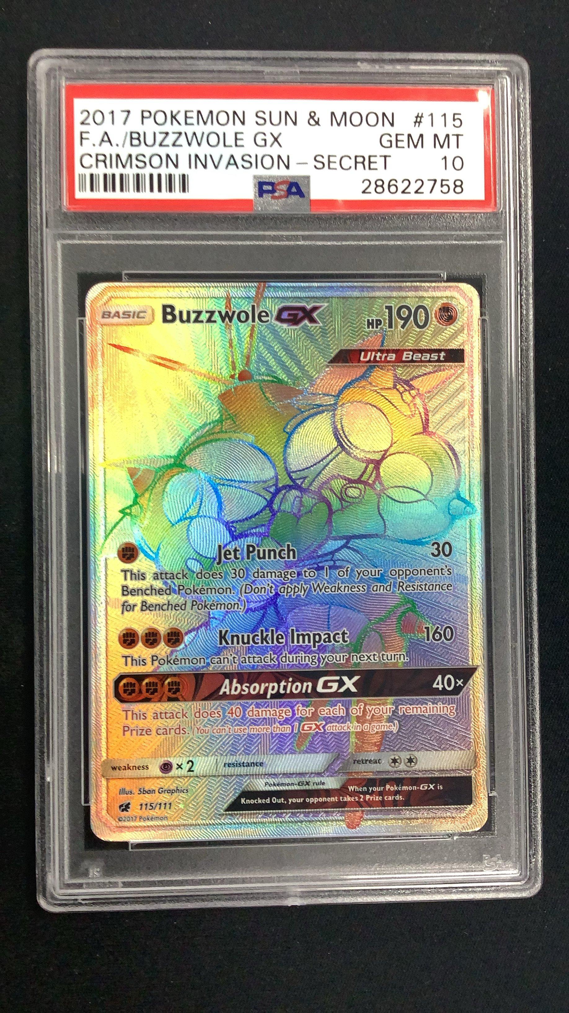 2017 Pokemon Sun & Moon Crimson Invasion 115 Full Art/buzzwole Gx