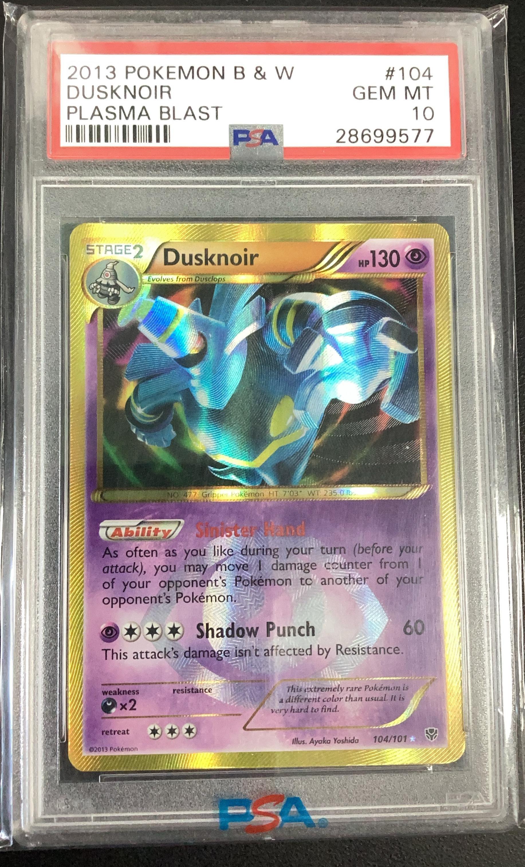 2013 Pokemon Black & White Plasma Blast 104 Dusknoir PSA 10 Graded