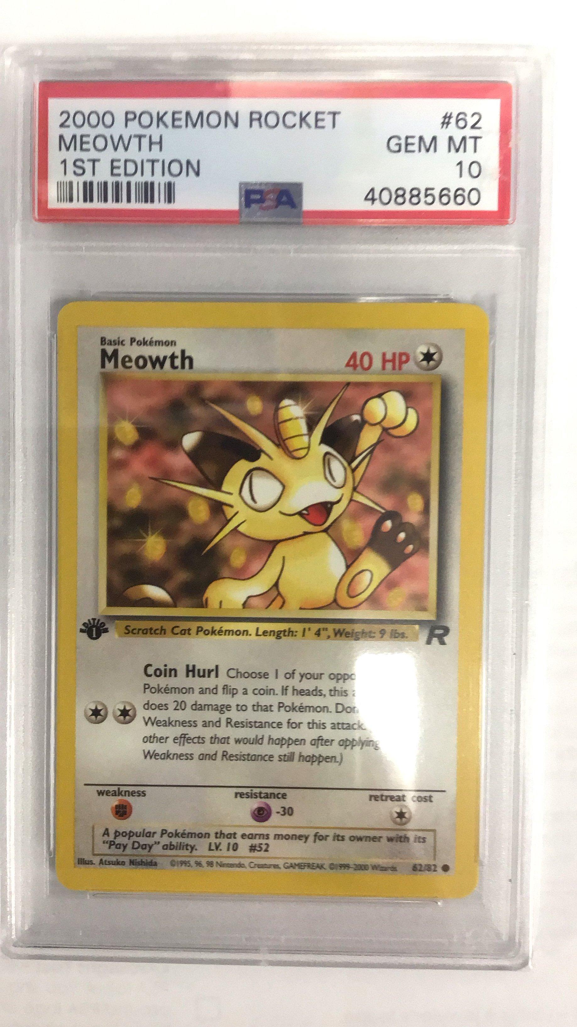 2000 Pokemon Rocket 62 Meowth 1st Edition PSA