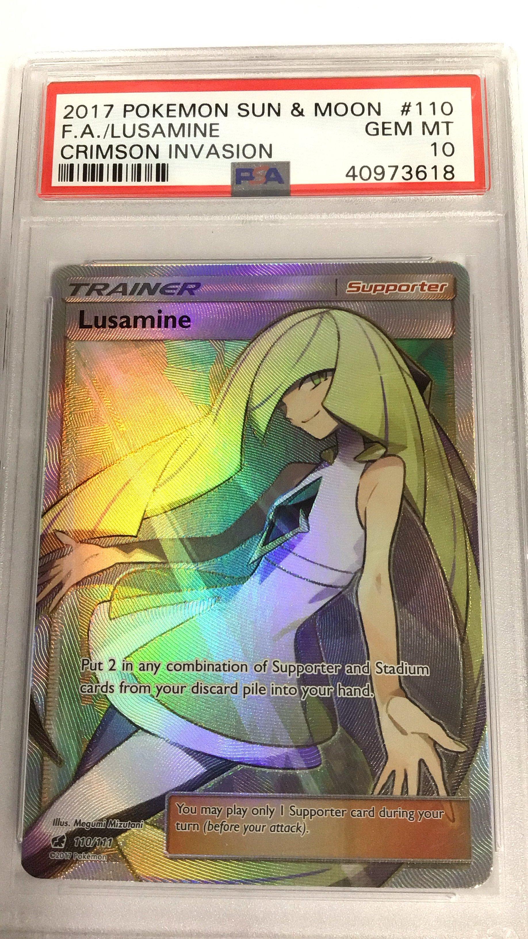 2017 Pokemon Sun & Moon Crimson Invasion 110 Full Art/lusamine PSA