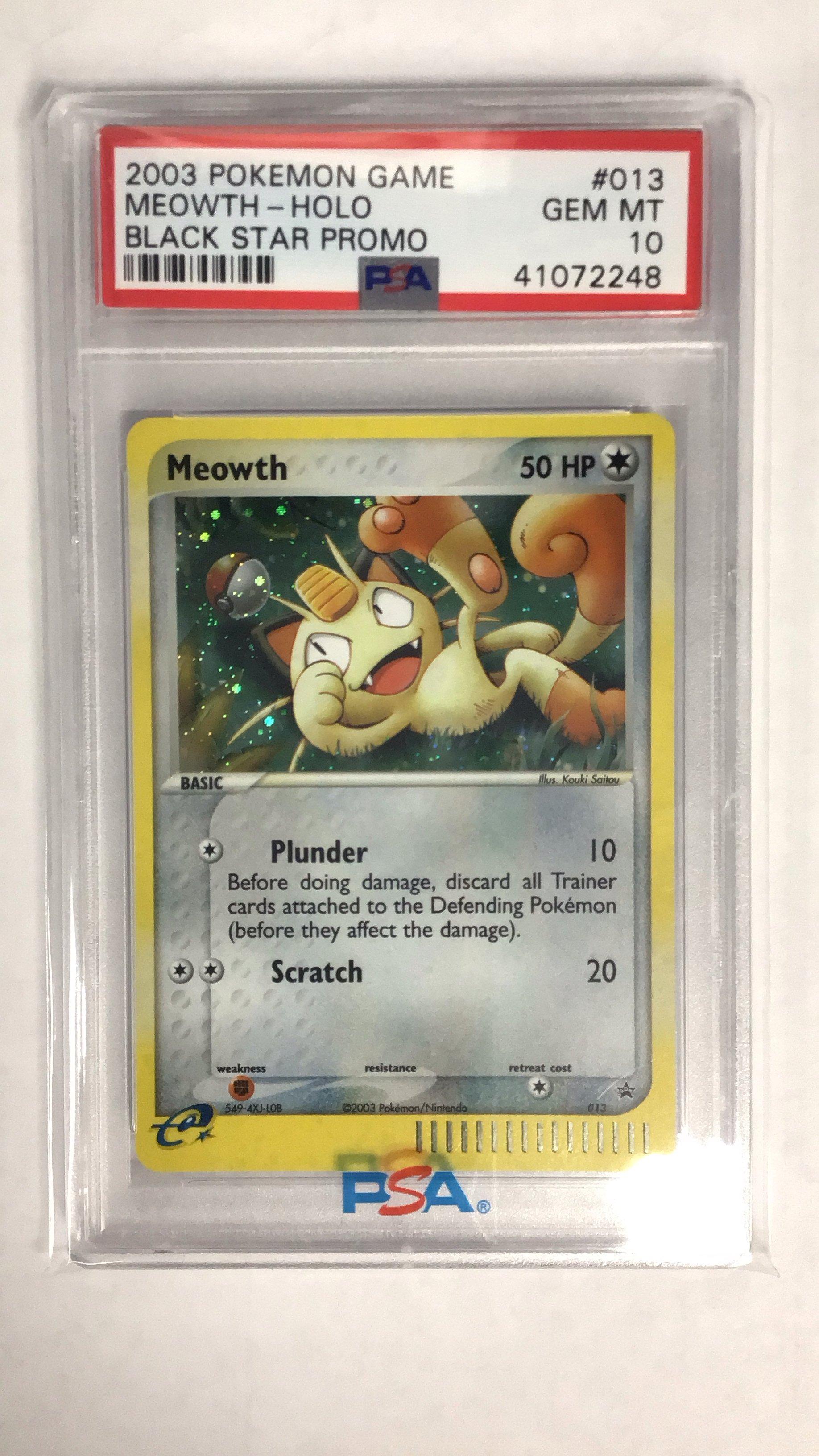2003 Pokemon Black Star Promo 013 Meowth-holo PSA 10 Graded Card