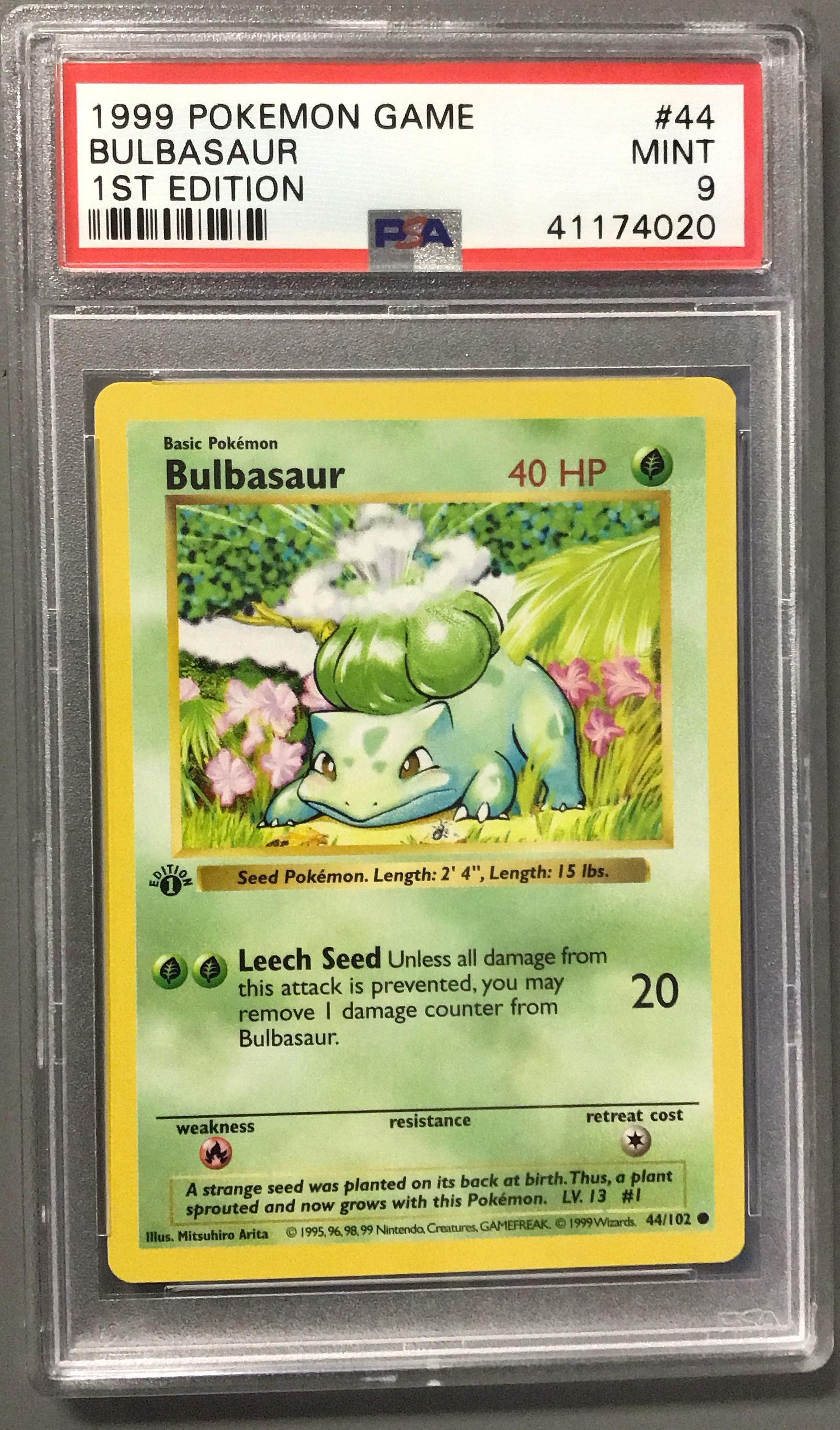 1999 Pokemon Game 44 Bulbasaur 1st Edition PSA 9 Graded Card | GameStop