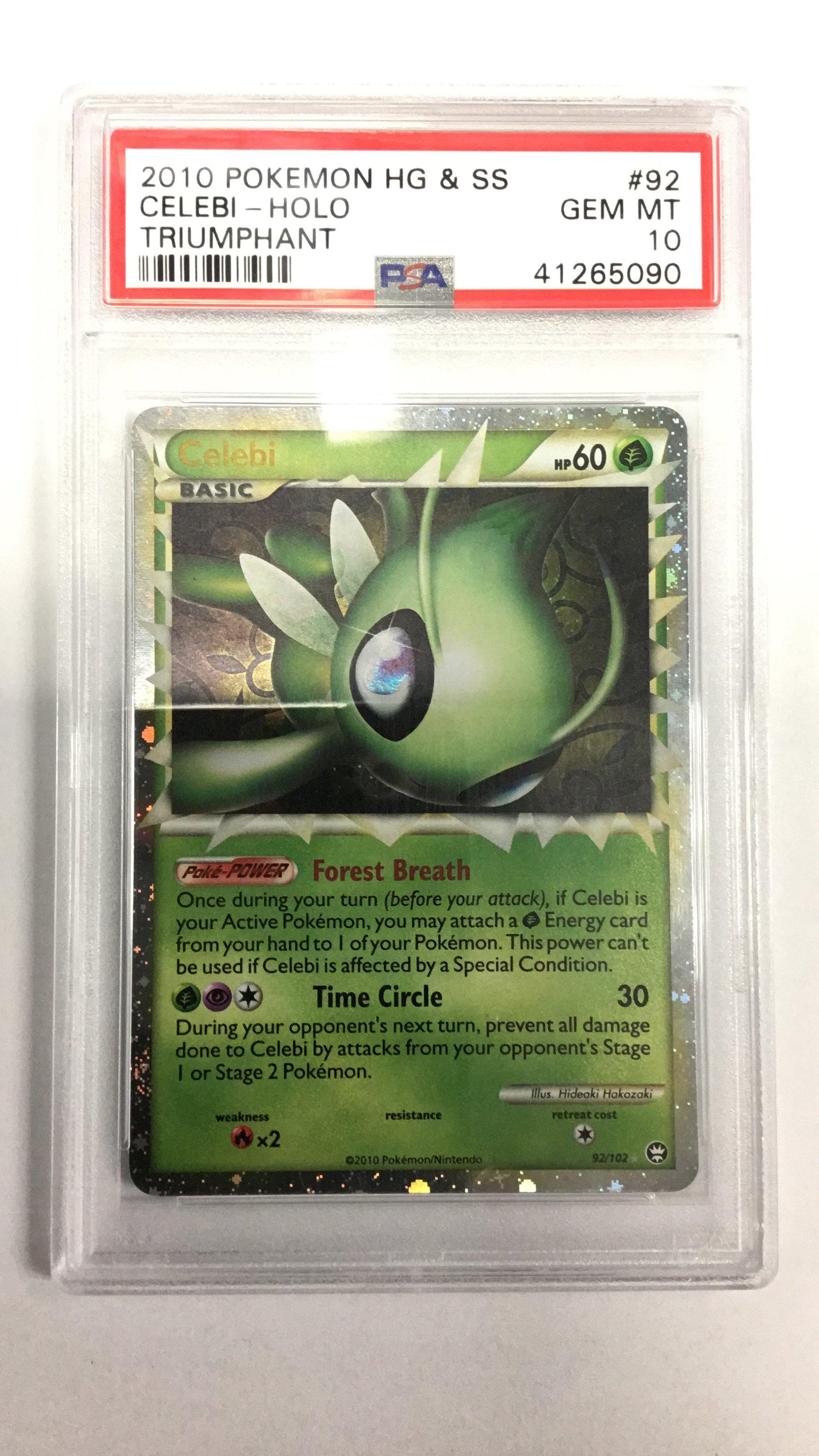 2010 Pokemon Heartgold & Soulsilver Triumphant 92 Celebi-holo PSA