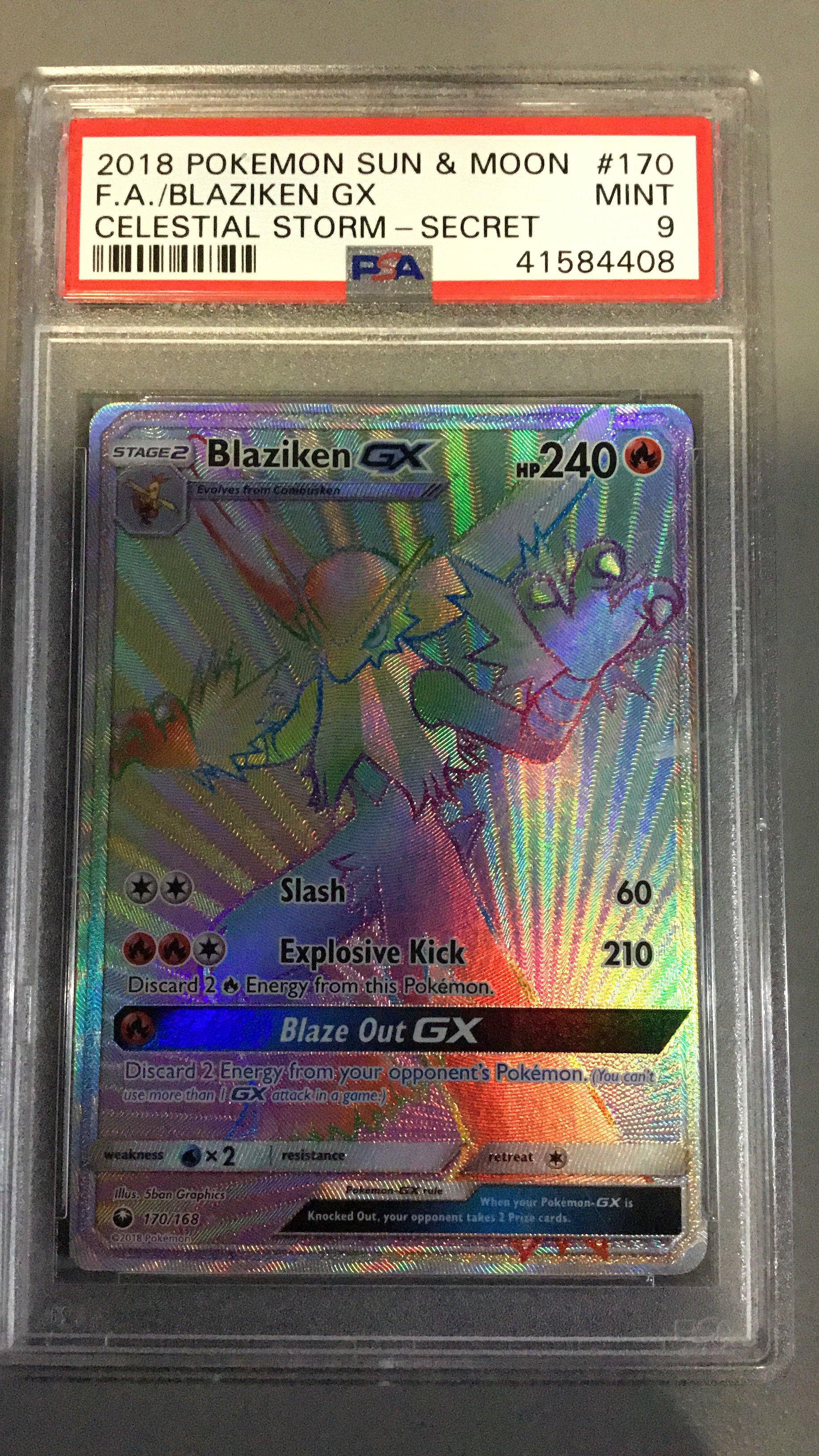 2018 Pokemon Sun & Moon Celestial Storm 170 Full Art/blaziken Gx Secret PSA