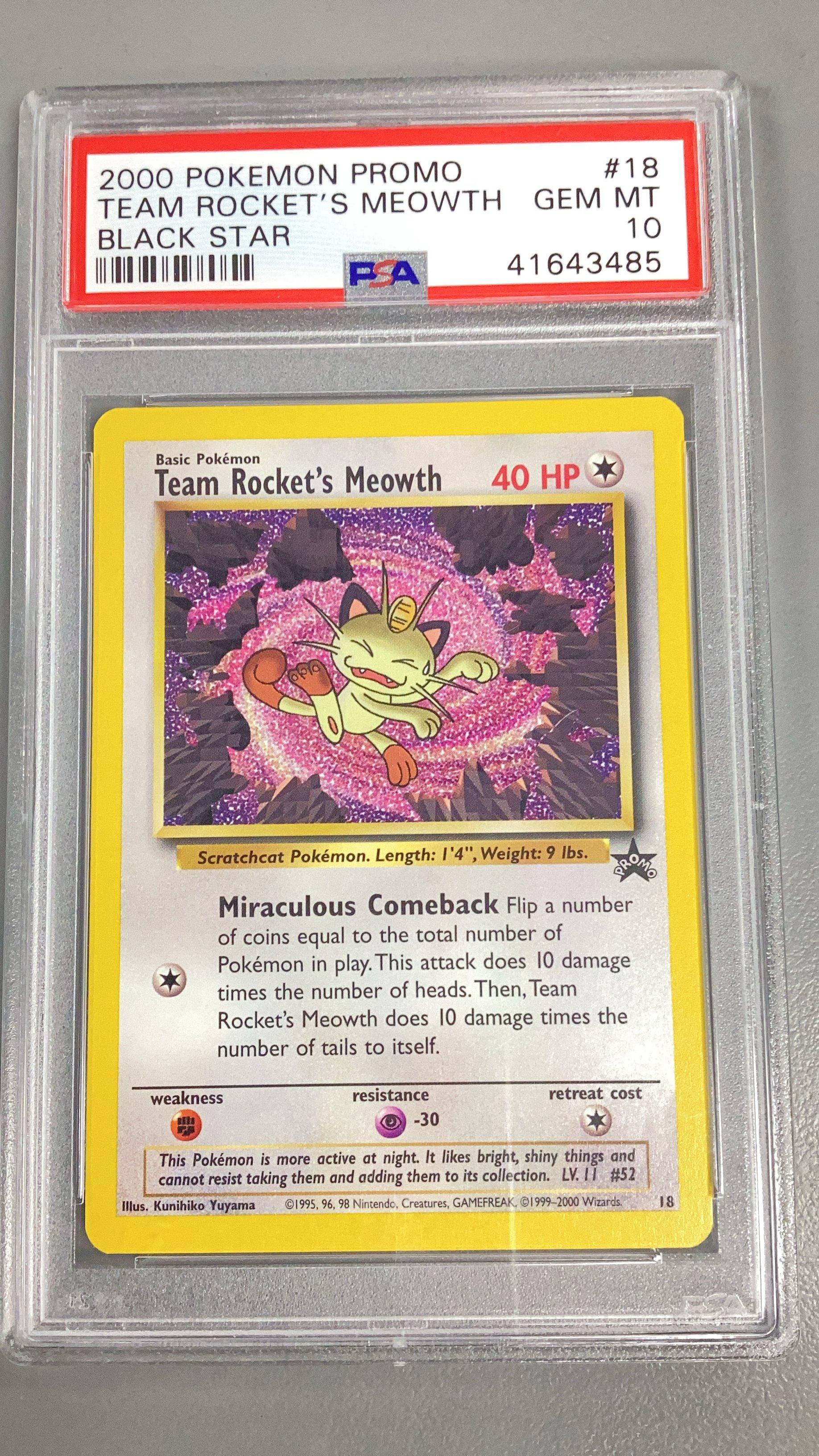 2000 Pokemon Promo Black Star 18 Team Rocket's Meowth Pokemon League PSA