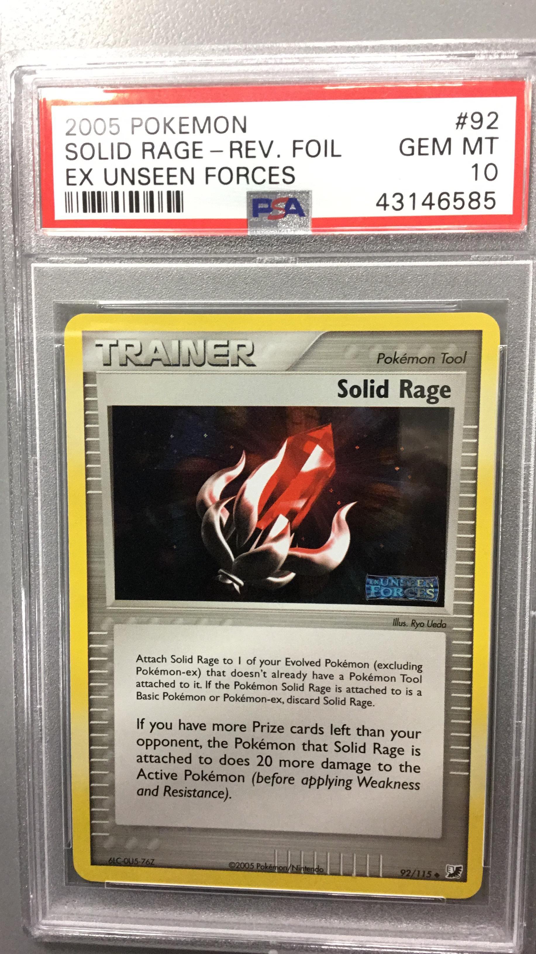 2005 Pokemon Ex Unseen Forces 92 Solid Rage-reverse Foil PSA 10