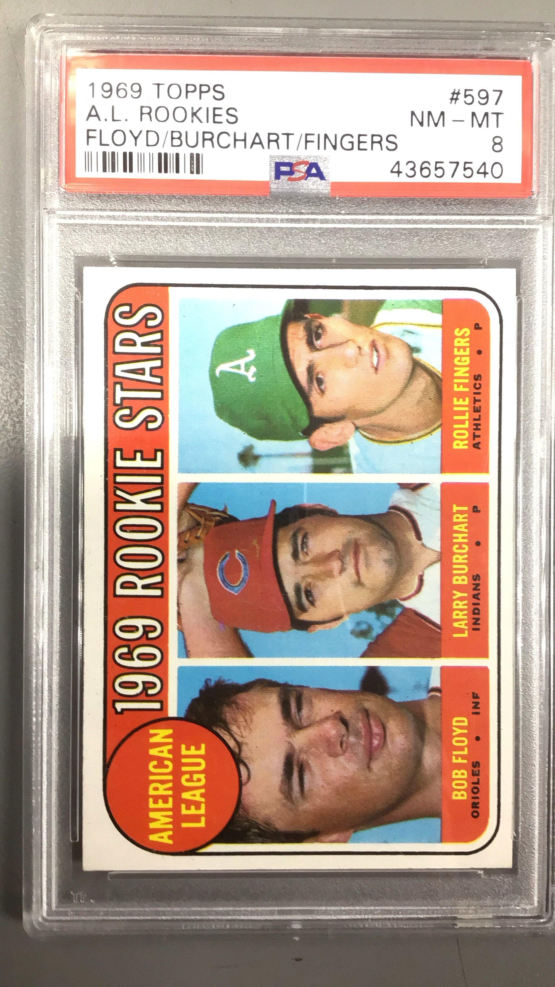 1969 Topps 597 A.l. Rookies Floyd/burchart/fingers PSA 8