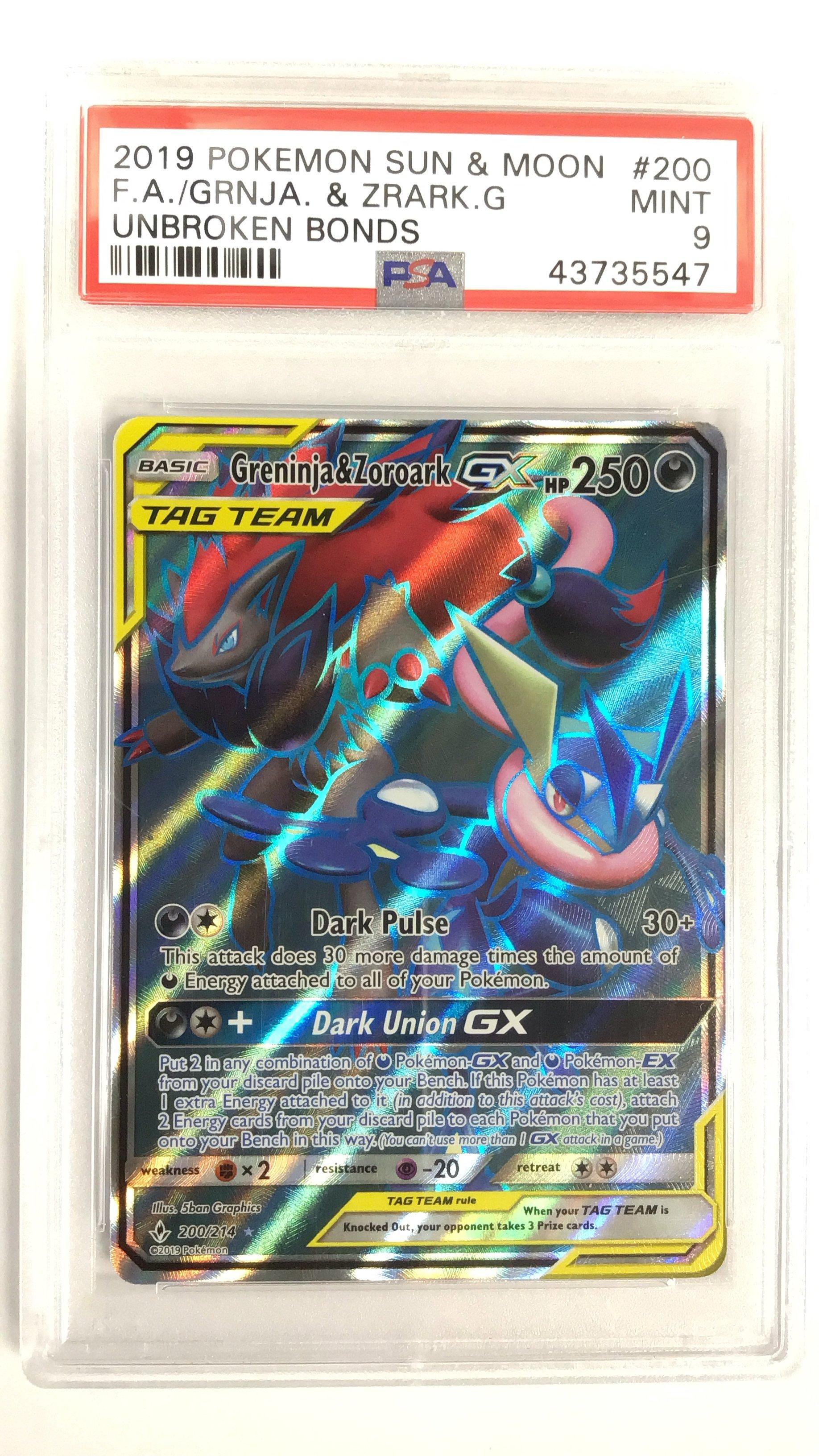 ✴arks✴ 2019 PSA 9 Graded Pokemon Greninja Zoroark GX sm9a 058/055