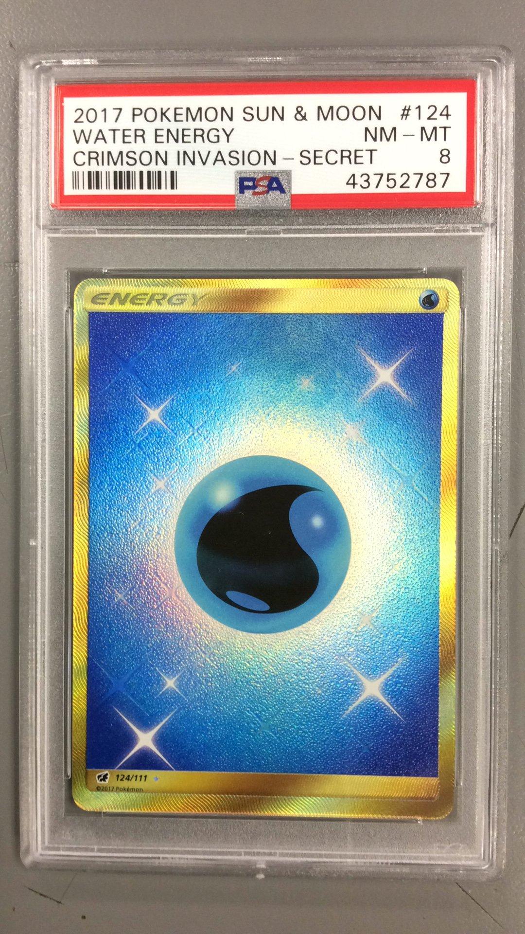 2017 Pokemon Sun & Moon Crimson Invasion 124 Water Energy Secret PSA