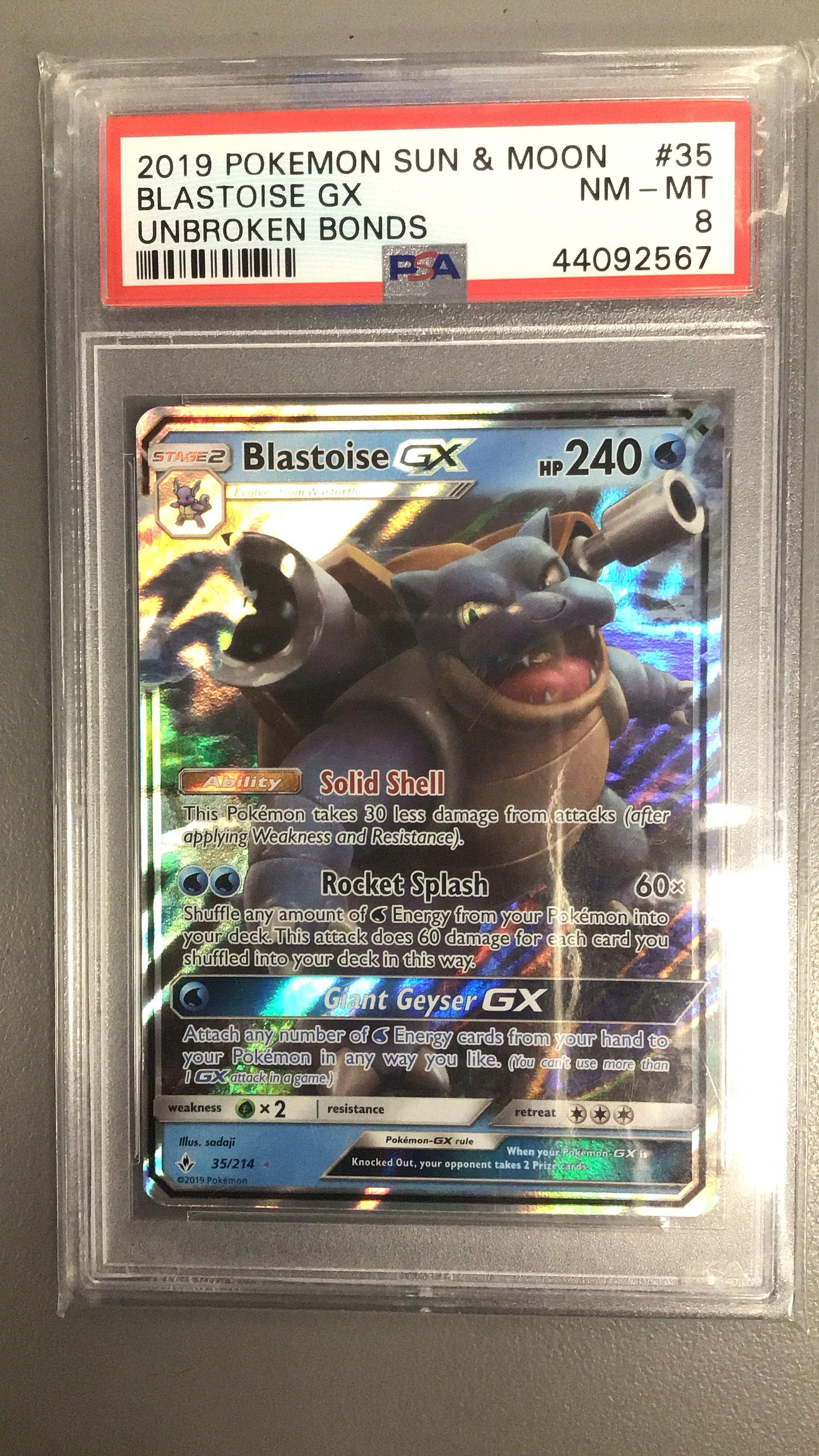 2019 Pokemon Sun & Moon Unbroken Bonds 35 Blastoise Gx PSA 8