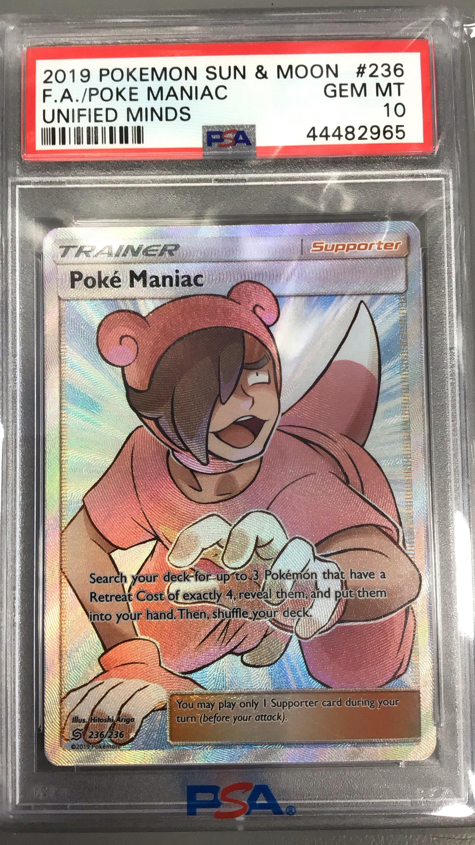 2019 Pokemon Sun & Moon Unified Minds 236 Full Art/poke Maniac PSA