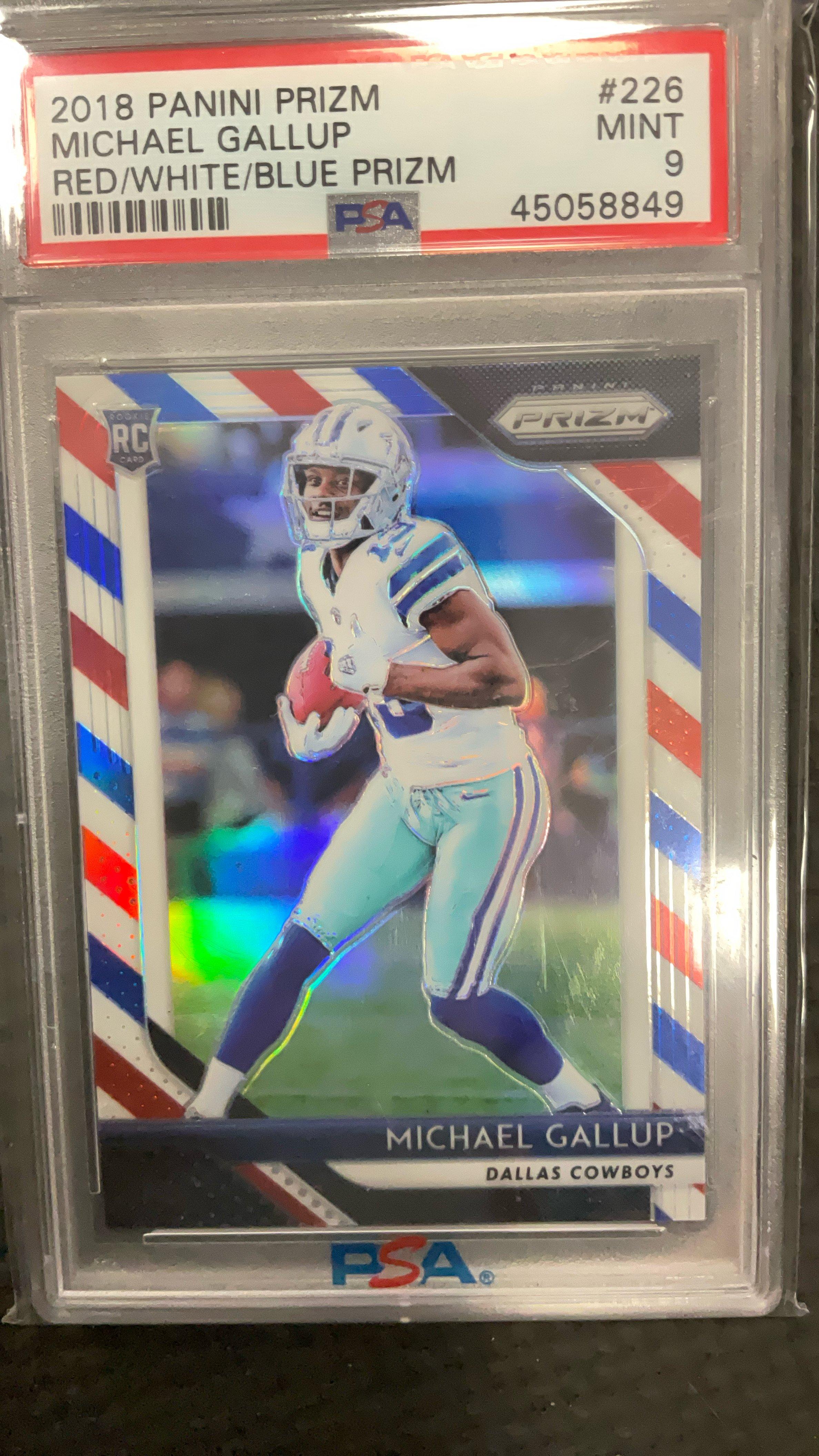 2018 Panini Prizm 226 Michael Gallup Red/white/blue Prizm PSA 9
