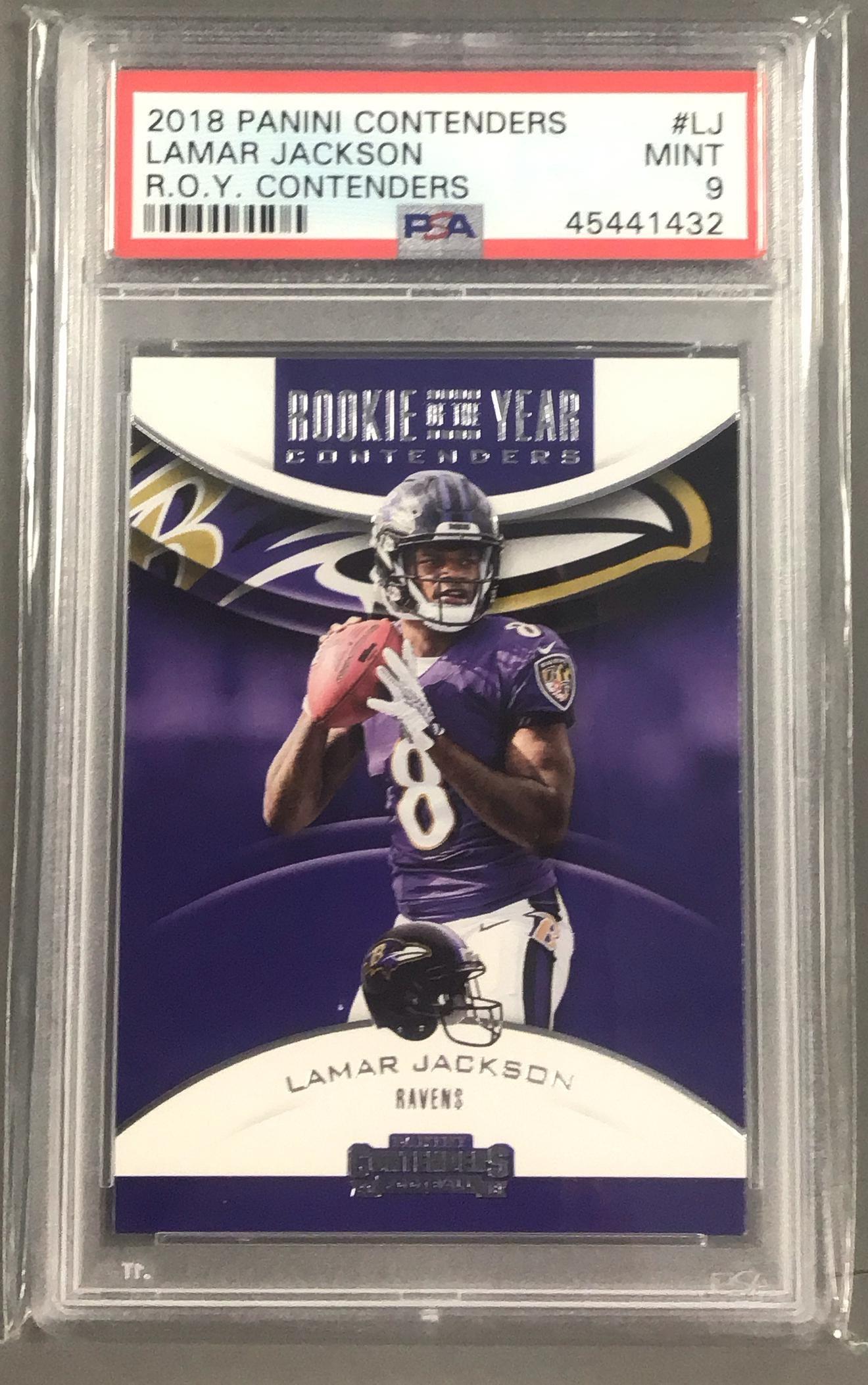 2018 Panini Contenders Rookie Of The Year Contenders Lj Lamar Jackson PSA 9 Graded  Card | GameStop
