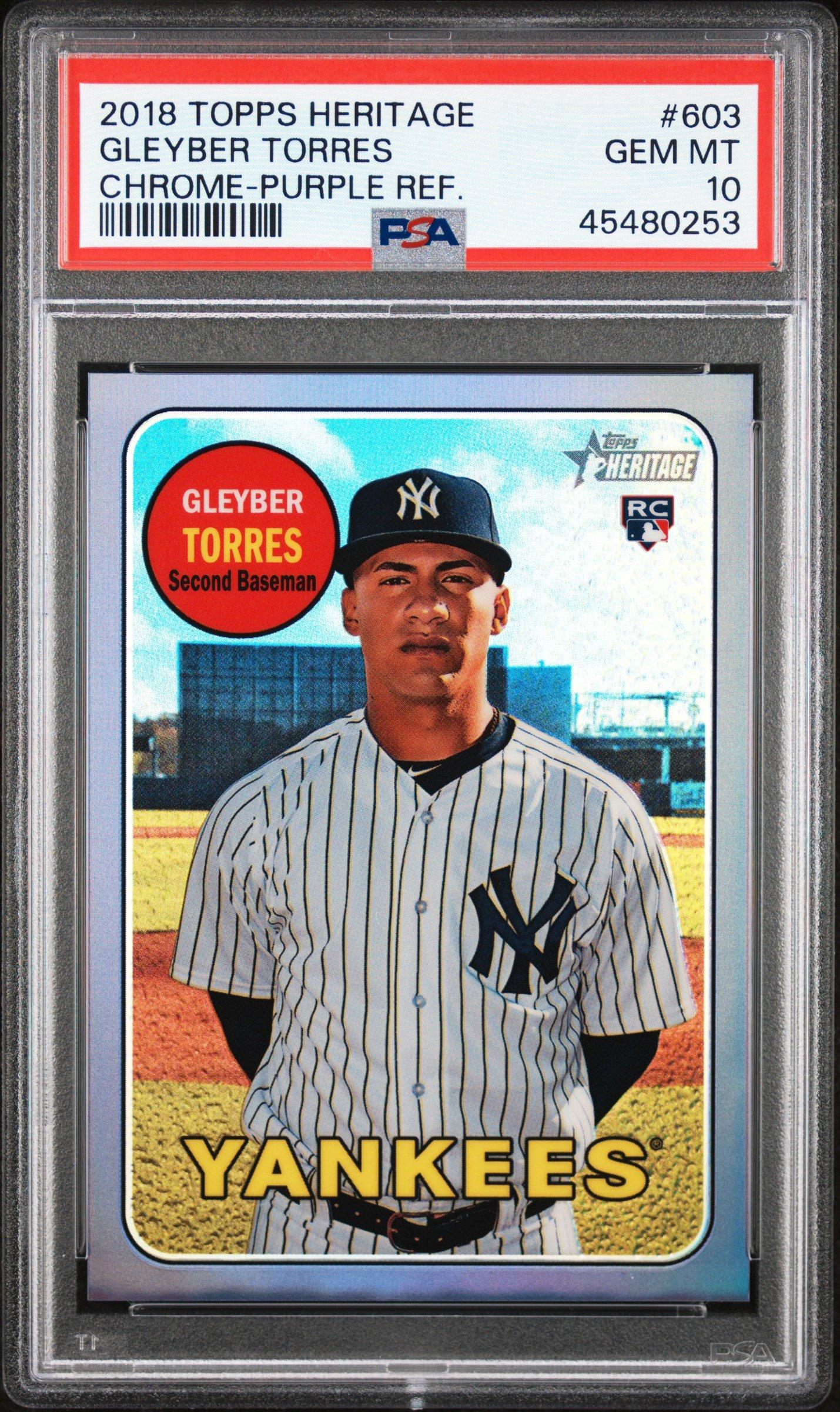 2018 Topps Heritage 603 Gleyber Torres Chrome-purple Refractor PSA 