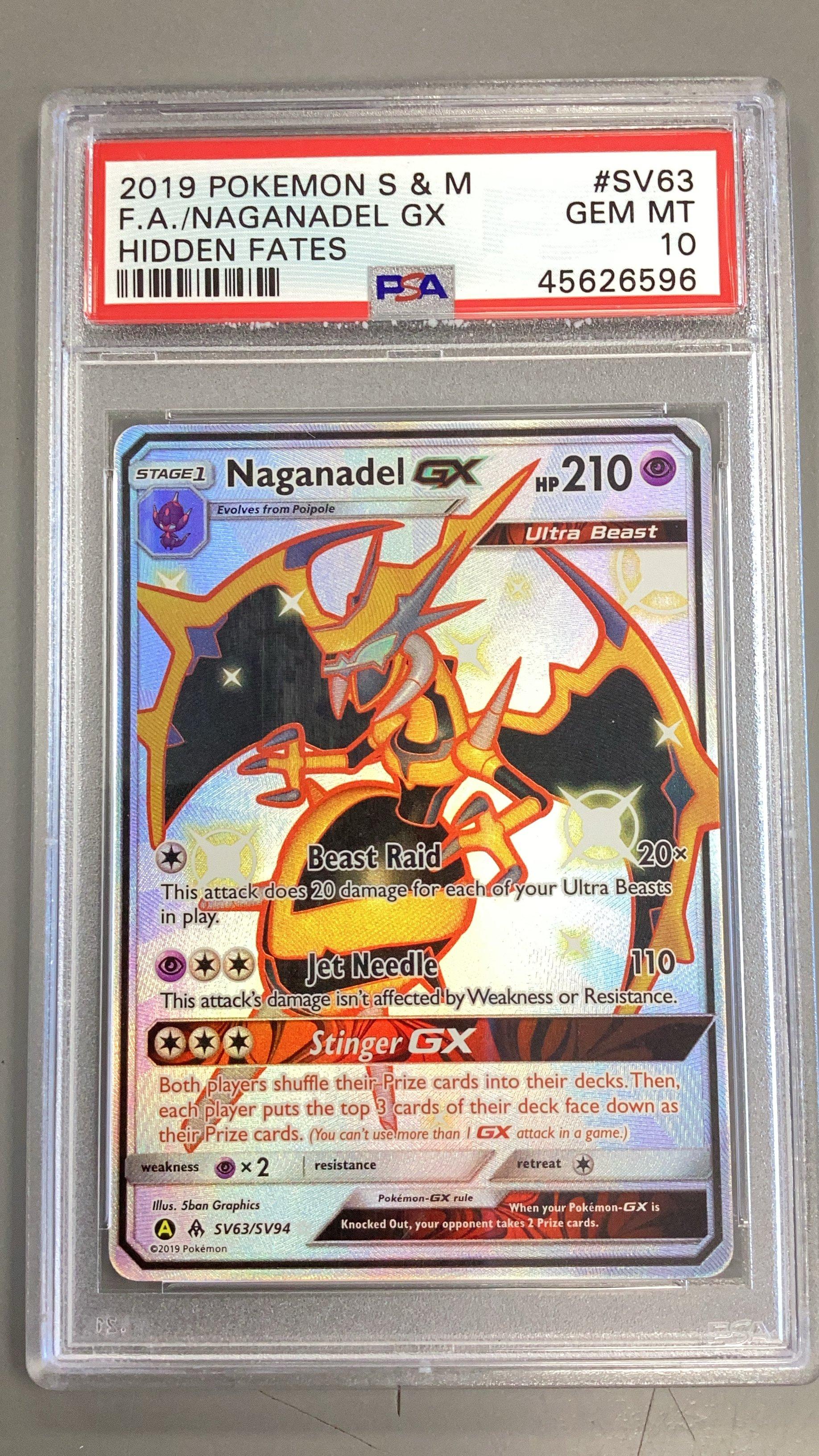 2019 Pokemon Sun & Moon Hidden Fates Sv63 Full Art/naganadel Gx