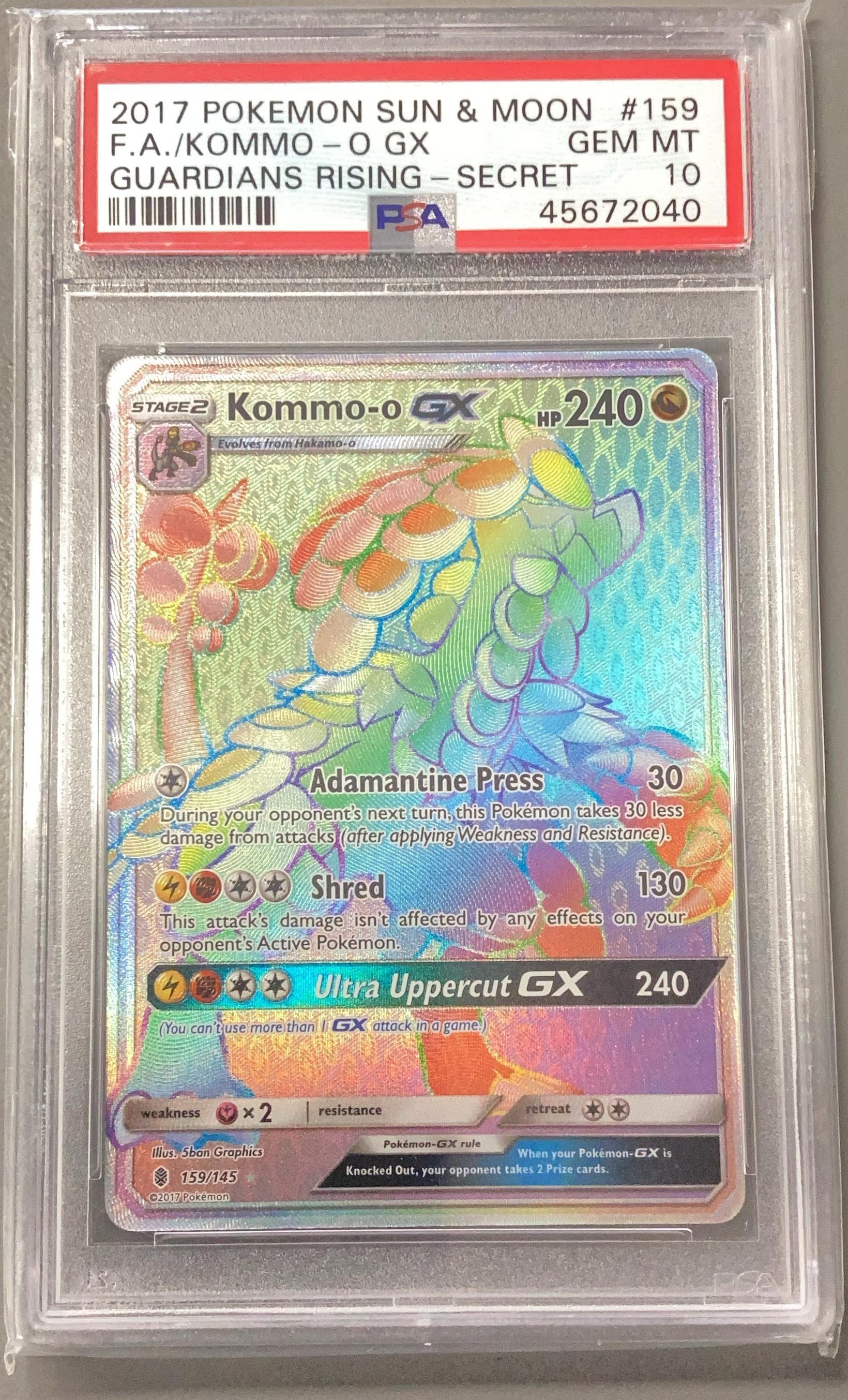 2017 Pokemon Sun & Moon Guardians Rising 159 Full Art/kommo-o Gx Secret PSA  10 Graded Card | GameStop