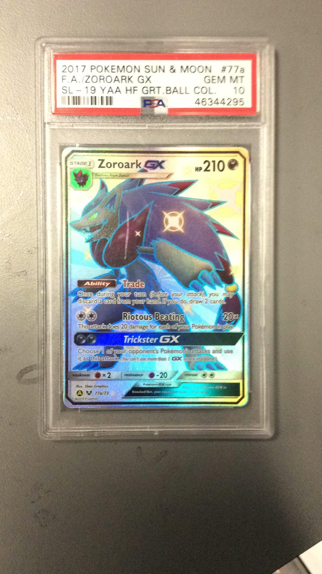 2017 Pokemon Sun & Moon Shining Legends 77a Full Art/zoroark Gx 2019 Yellow A Alternate Art Hidden Fates Great Ball Collection PSA