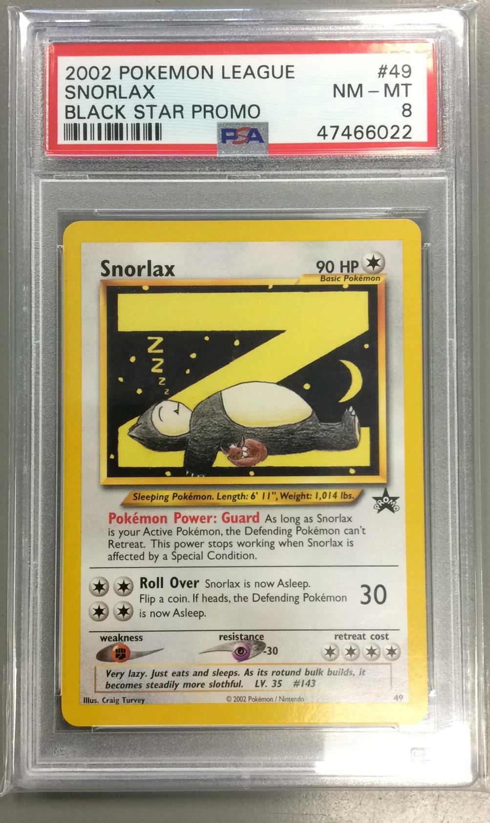 2002 Pokemon League Promo Black Star 49 Snorlax PSA