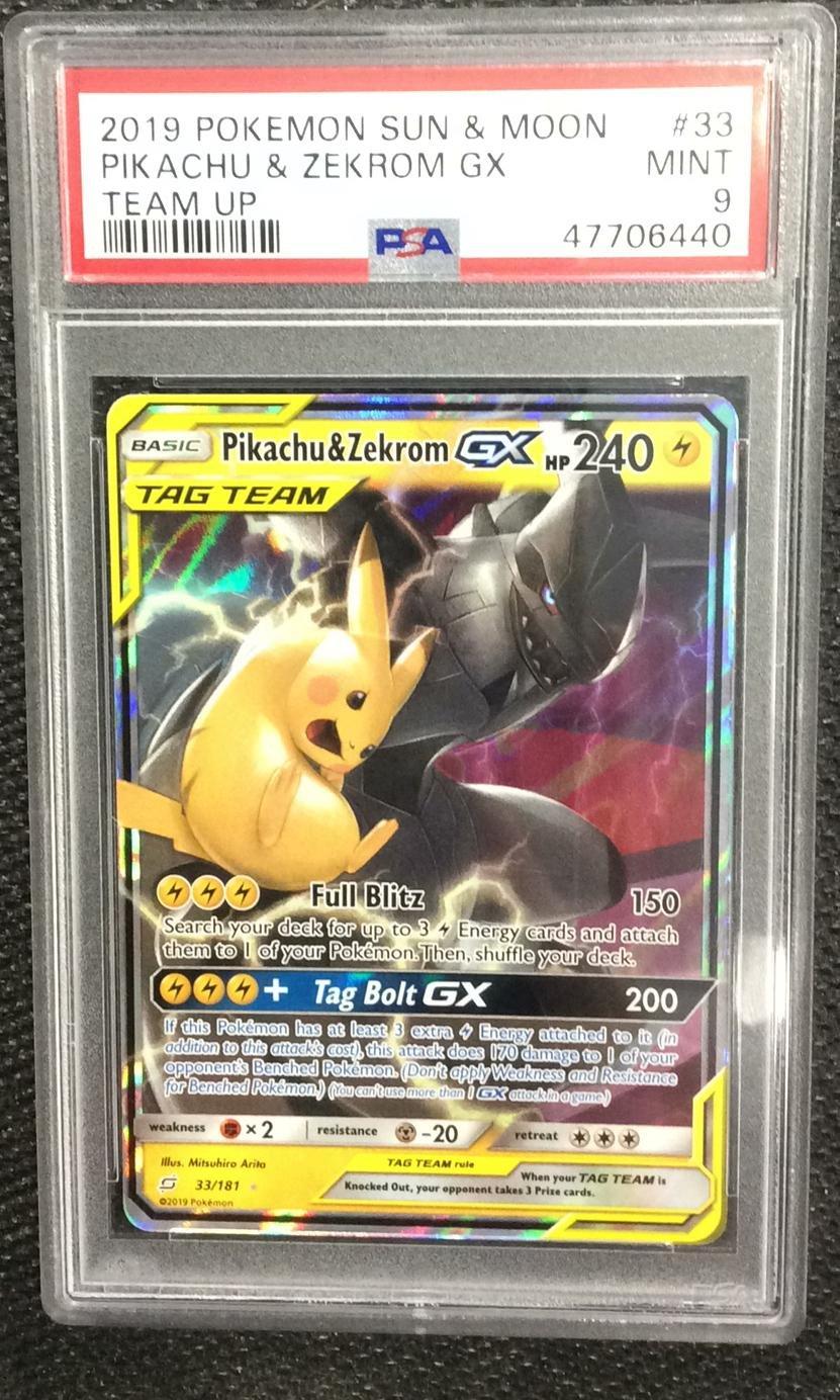 2019 Pokemon Sun & Moon Team Up 33 Pikachu & Zekrom Gx PSA 9