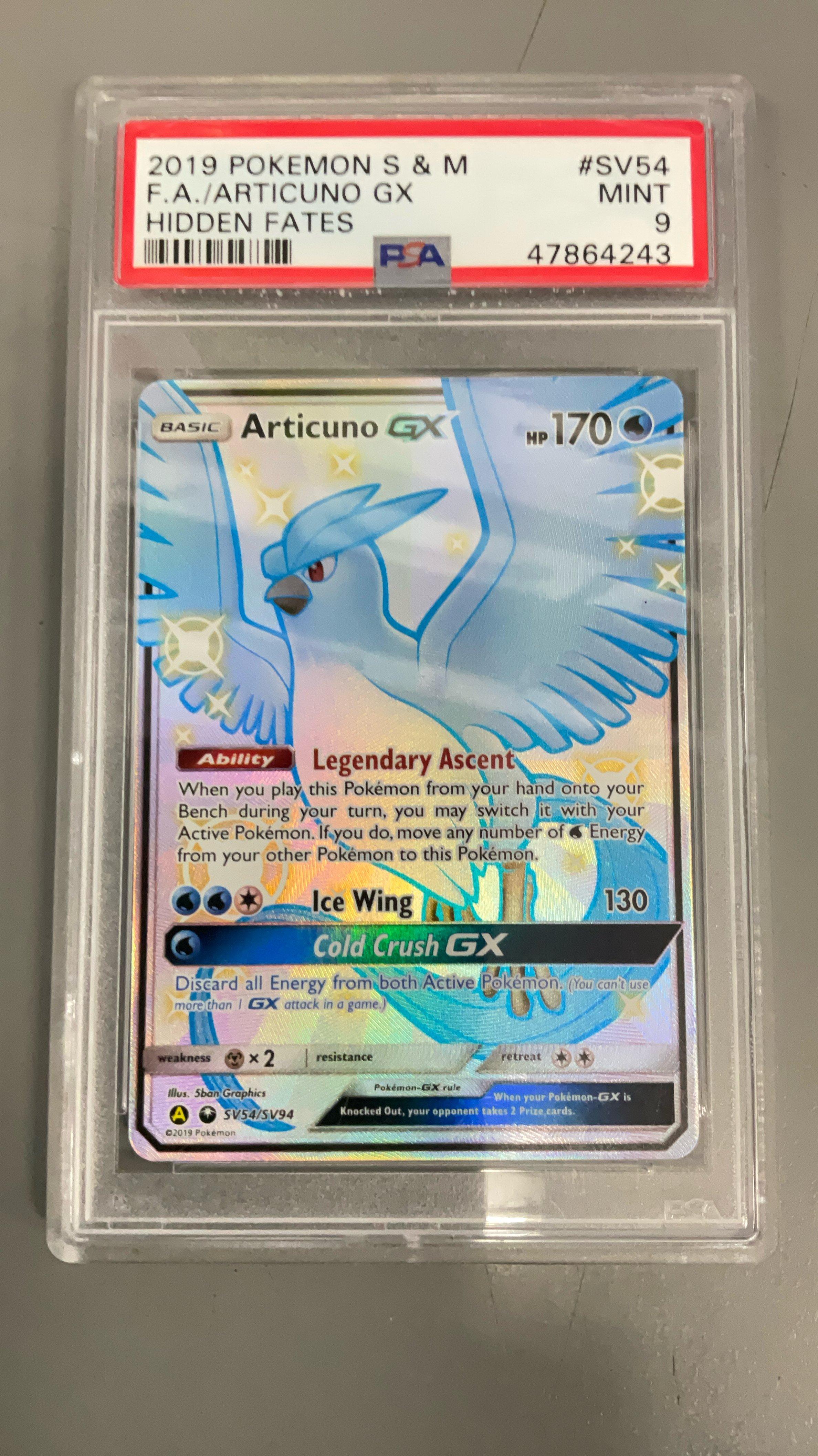 articuno gx pokemon card Hyper Rare - 171/168 - Celestial Storm Colorless Ice Wing (130) Water Cold Crush Articuno-GX | Yellow A Alternate
