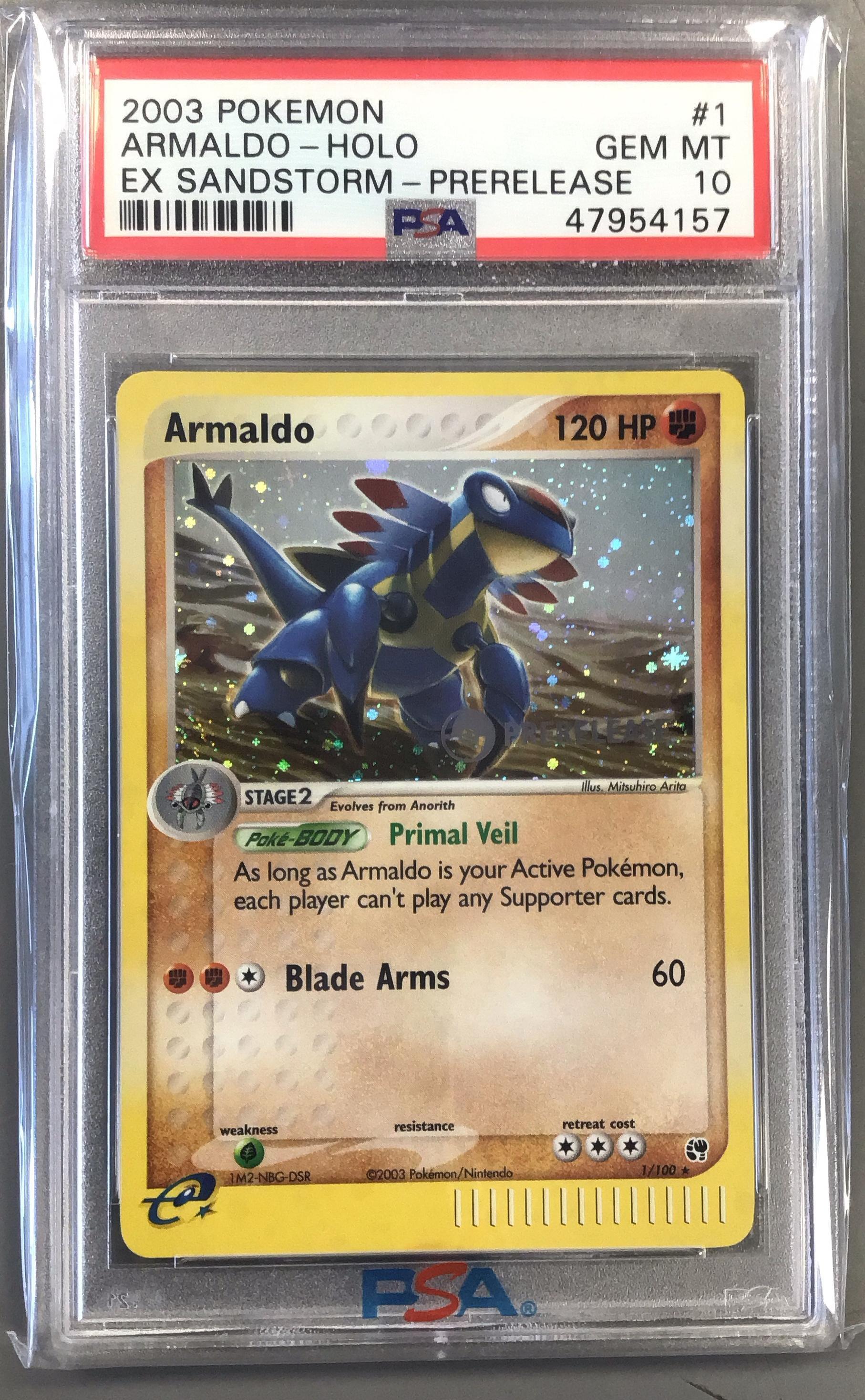 2003 Pokemon Ex Sandstorm 1 Armaldo-holo Prerelease PSA 10 Graded