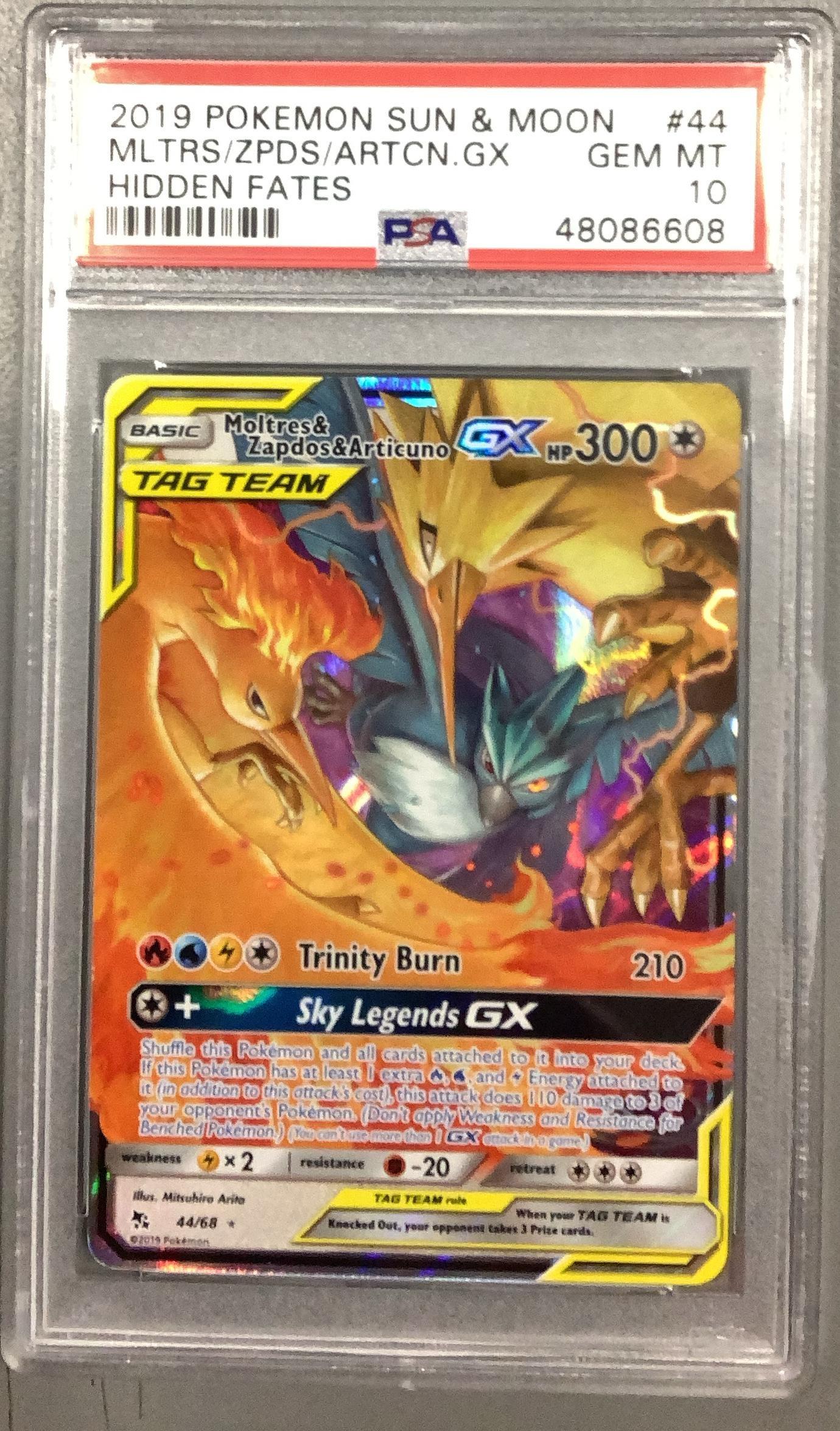 2019 Pokemon Sun & Moon Hidden Fates 44 Moltres & Zapdos