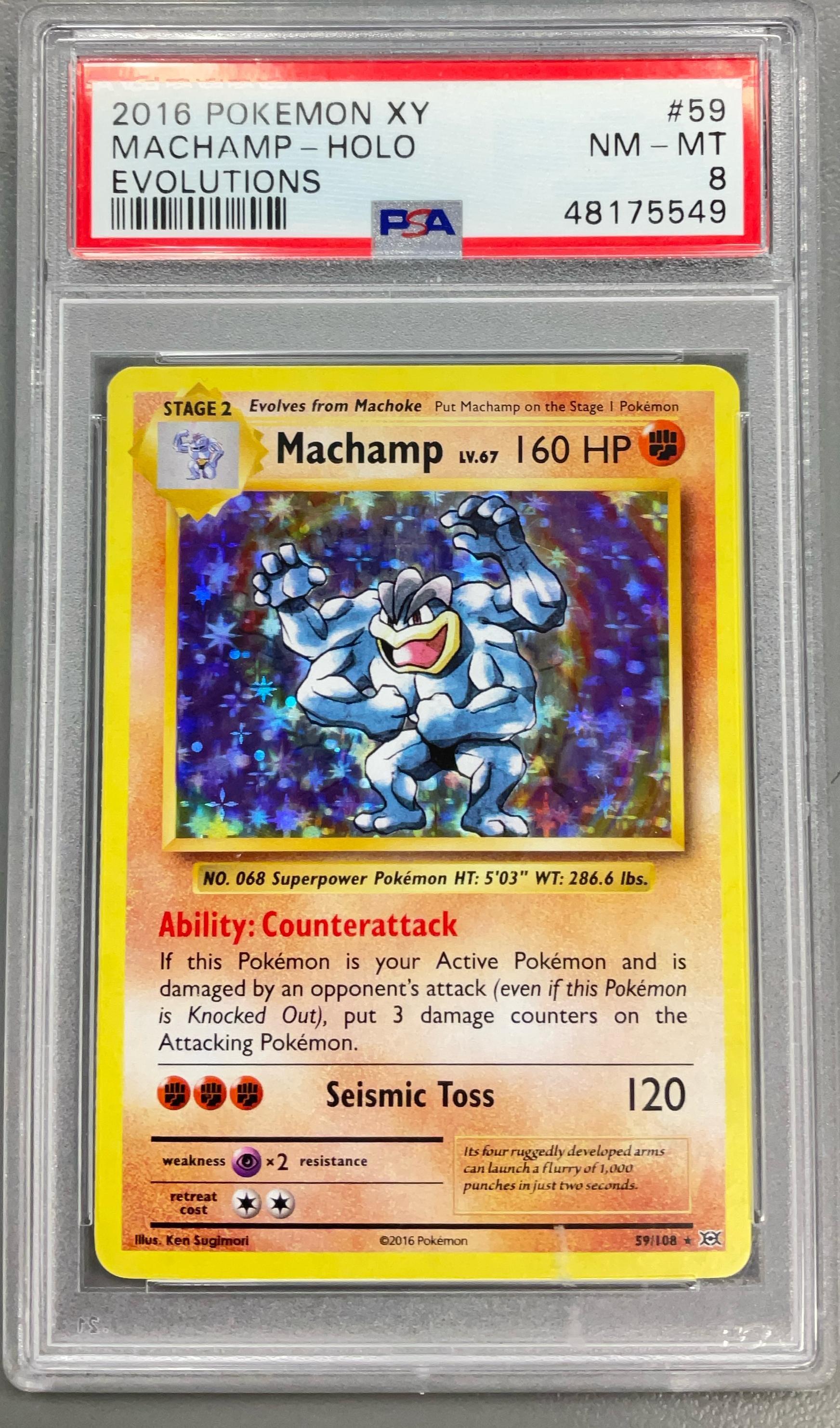2016 Pokemon Xy Evolutions 59 Machamp-holo PSA 8 Graded Card