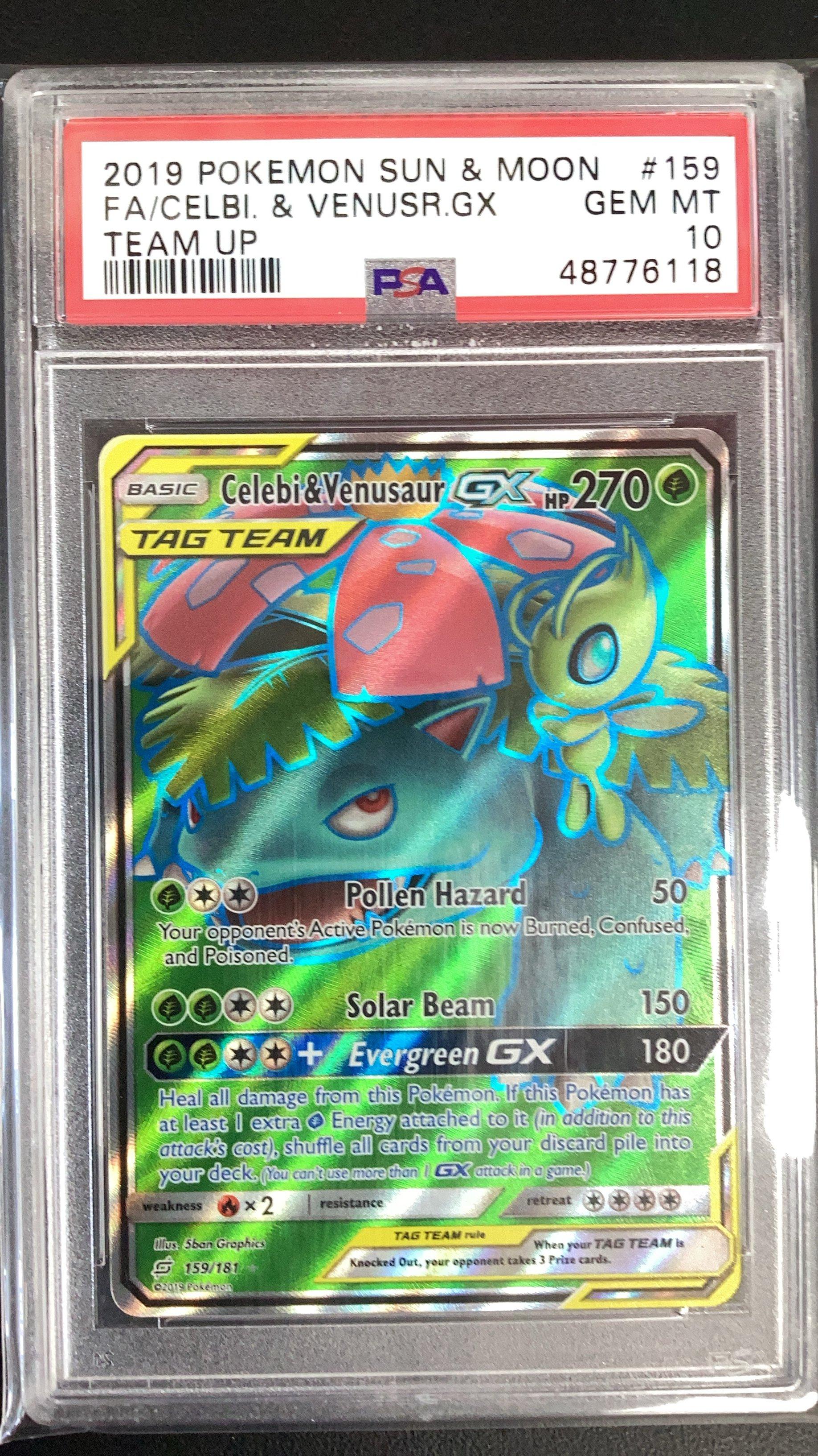 2019 Pokemon Sun & Moon Team Up 159 Full Art/celebi & Venusaur Gx PSA