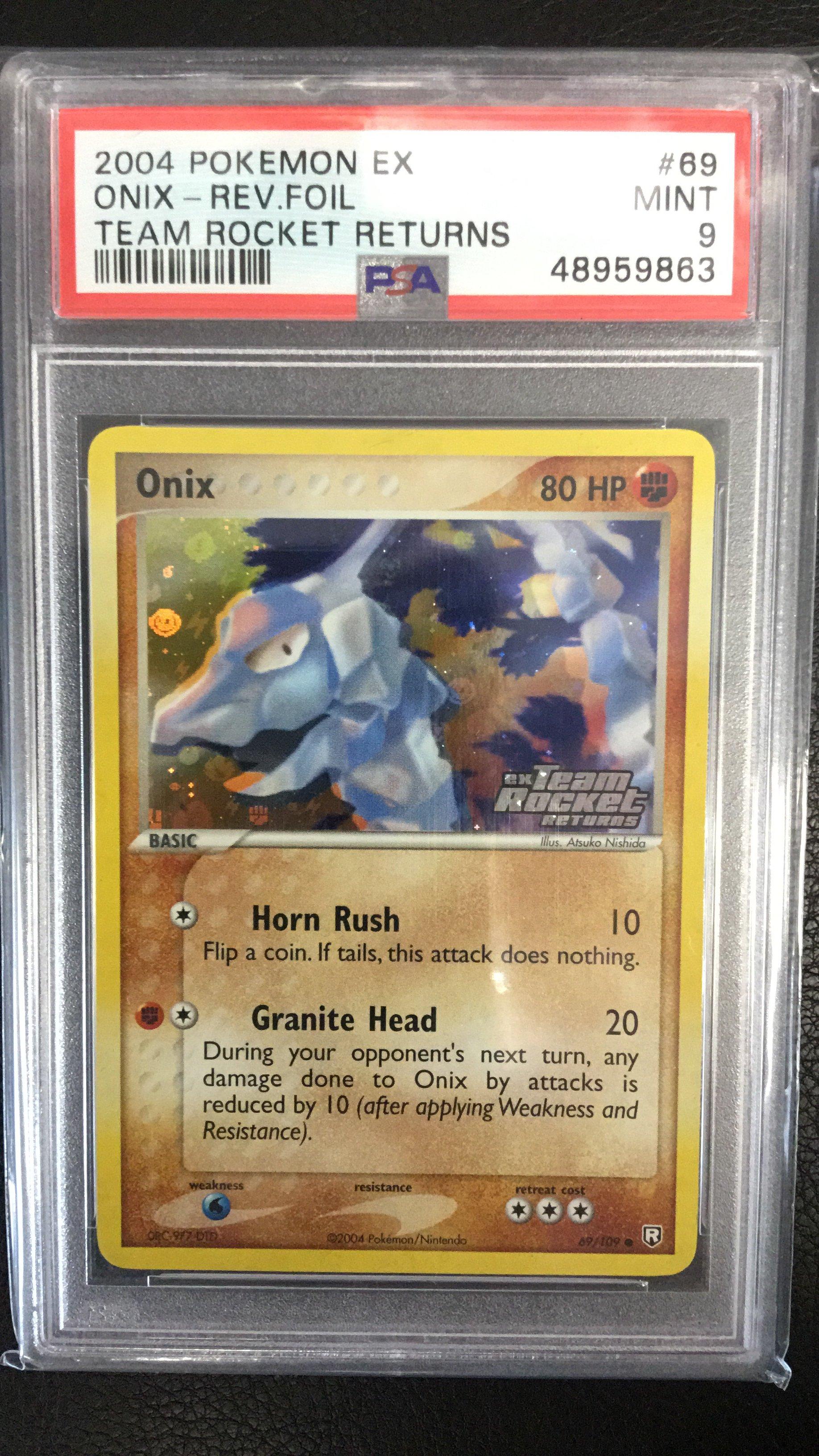 2004 Pokemon Ex Team Rocket Returns 69 Onix-reverse Foil PSA 9