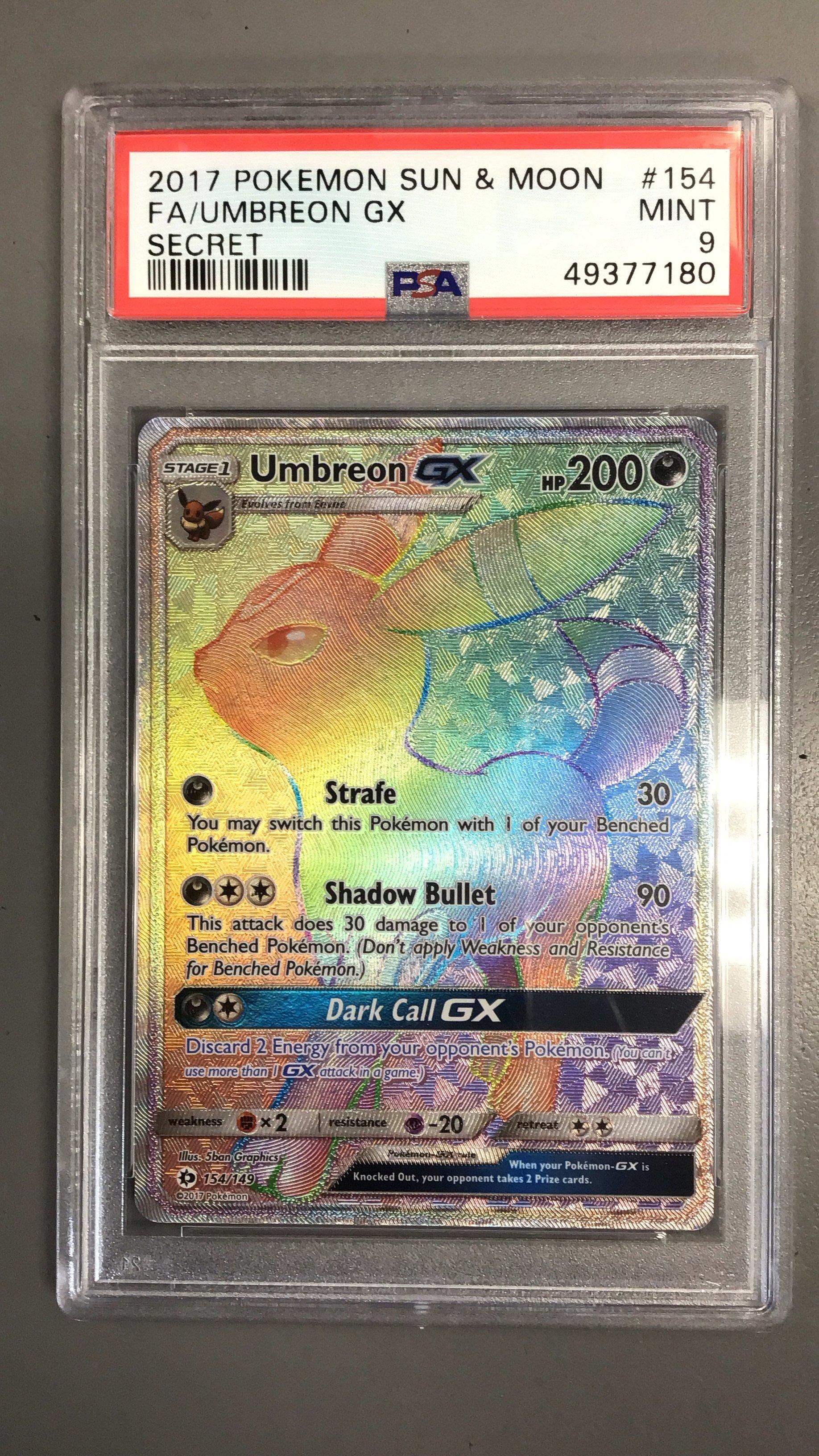 2017 Pokemon Sun & Moon 154 Full Art/umbreon Gx Secret PSA 9