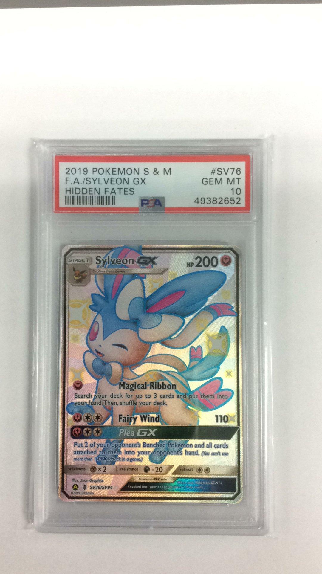 2019 Pokemon Sun & Moon Hidden Fates Sv76 Full Art/sylveon Gx PSA