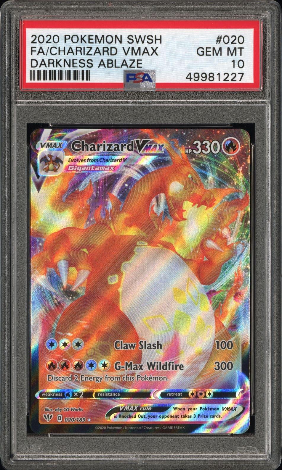 charizard pokemon card darkness ablaze VMAX 020/189 Pristine CGC 10  TBC Games Colorless Retreat Cost Charizard VMAX 020/189 from 2020
