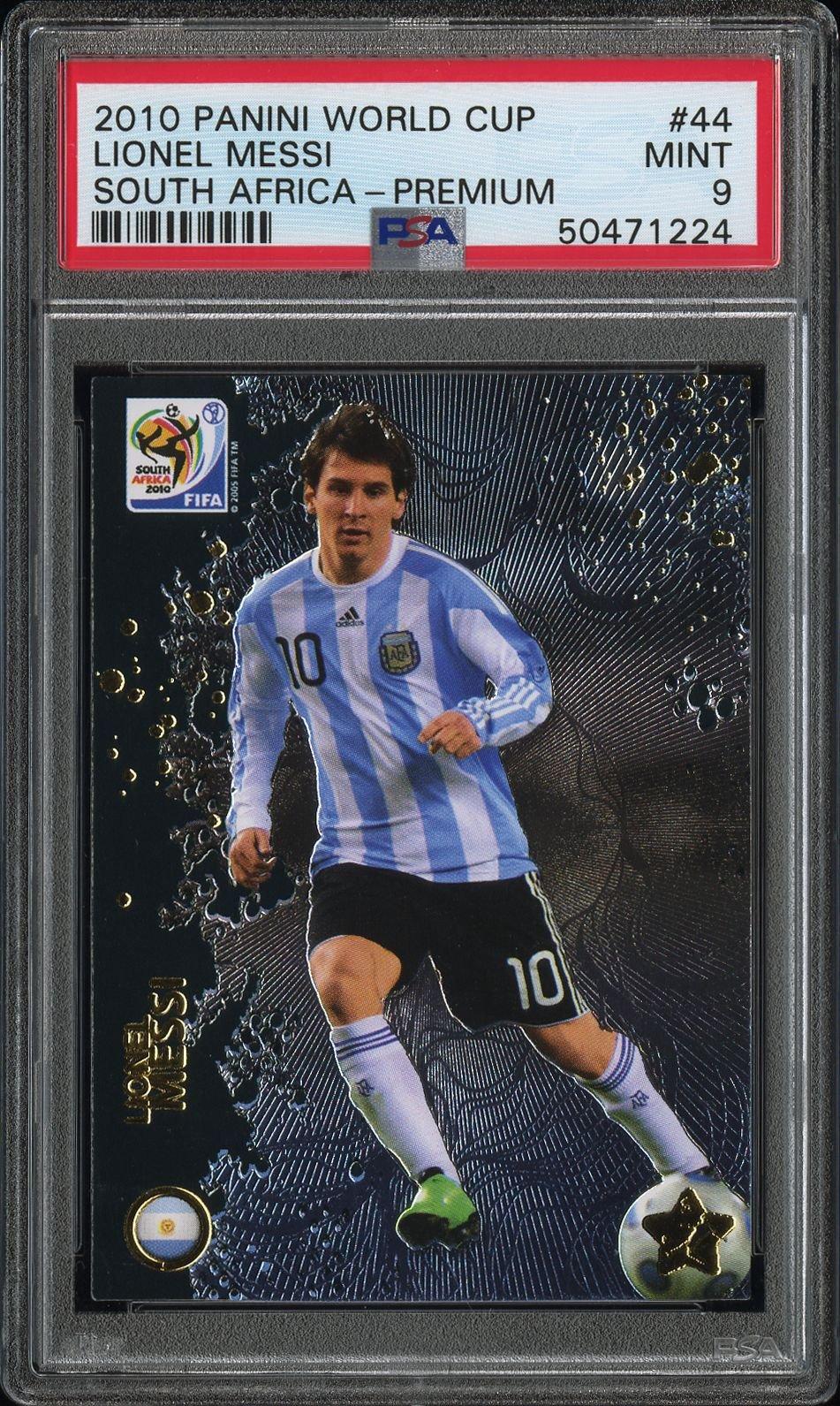 2010 Panini World Cup South Africa 44 Lionel Messi PSA 9