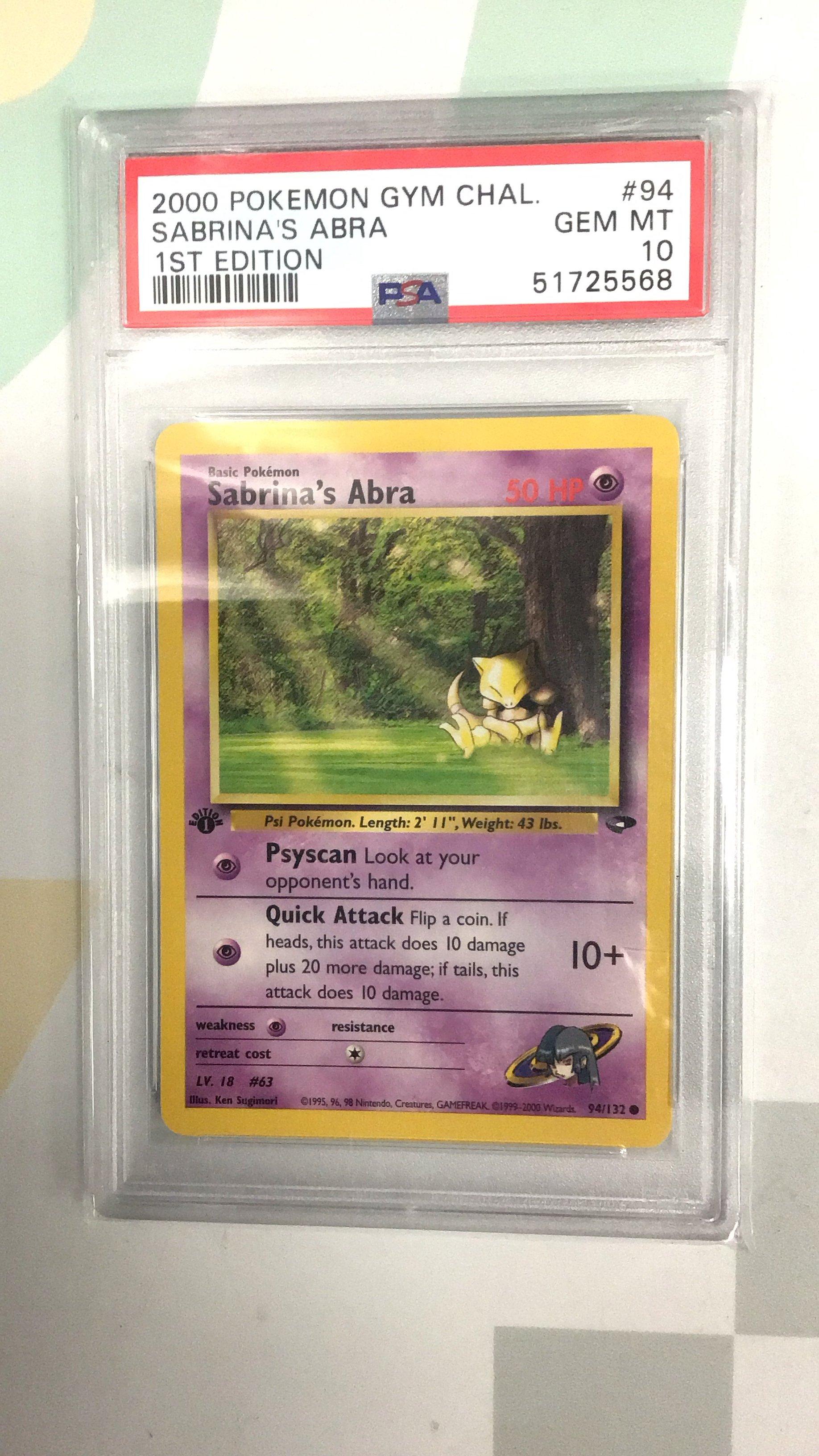 2000 Pokemon Gym Challenge 94 Sabrina's Abra 1st Edition PSA 10 Graded Card  | GameStop