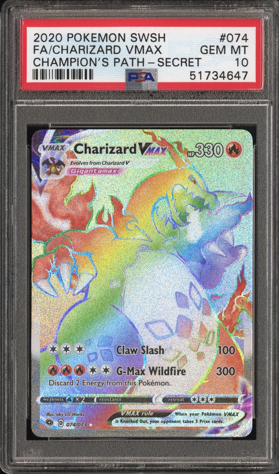 2020 Pokemon Sword & Shield Champion's Path 074 Full Art/charizard Vmax  Secret PSA 10 Graded Card | GameStop